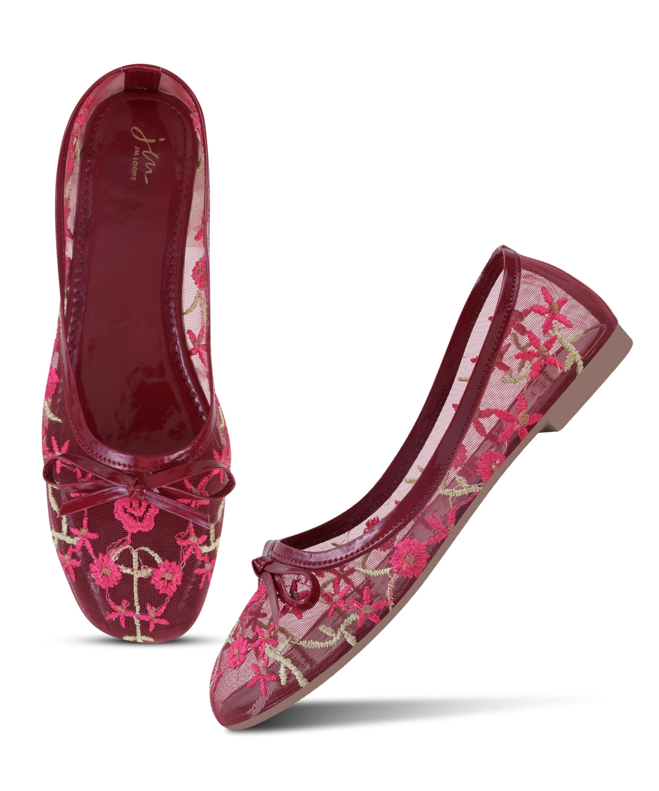 Delicate Floral Embroidered Mesh Ballet Flats with Bow Accent for Casual Elegance-image-19