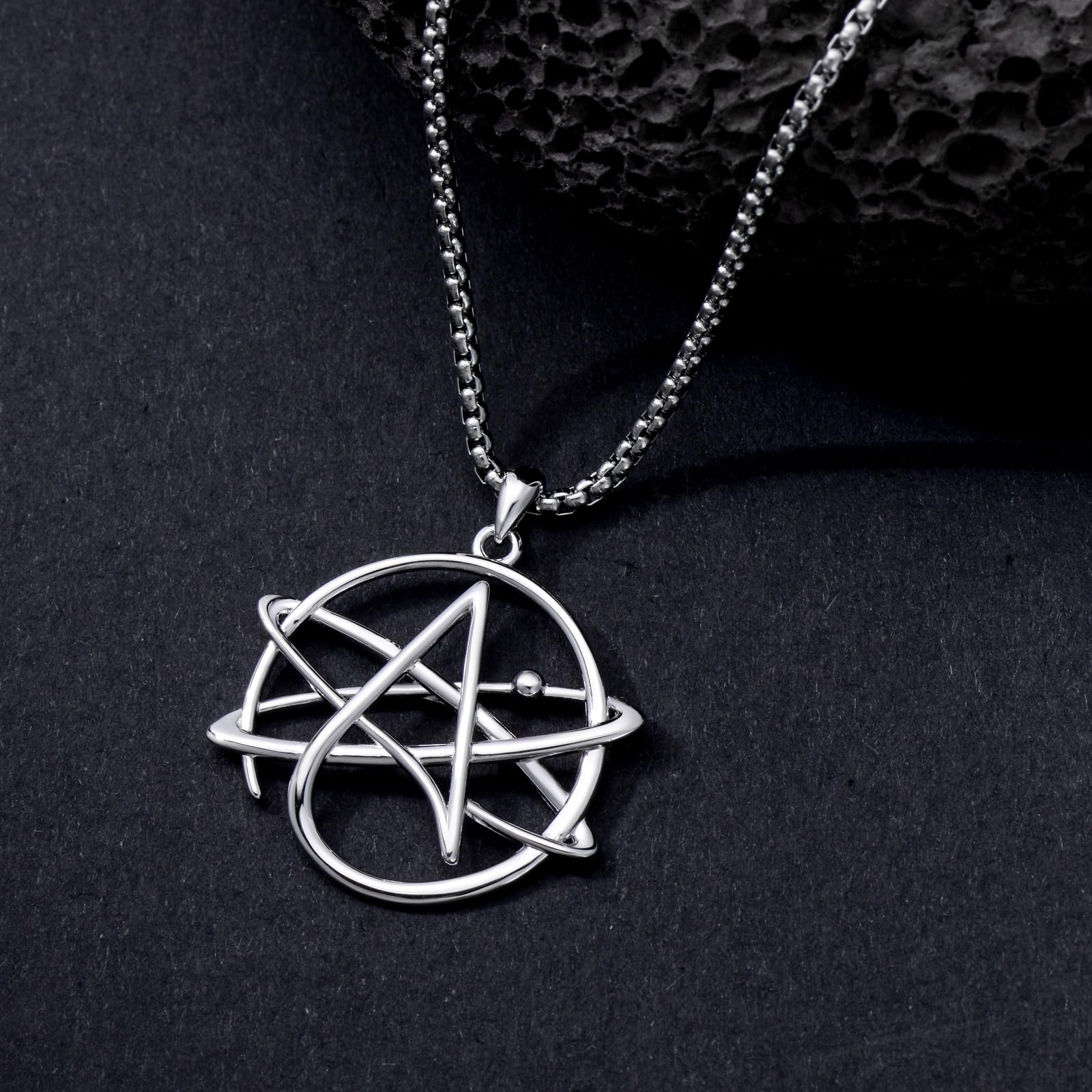 Collana da uomo con ciondolo a forma di croce in argento Sterling 925, San Cristofo/chiodo/ateo/Allah/Yahweh, con protezione amuleto gioielli per il marito, 25,8 mm x 28,8 mm, Argento