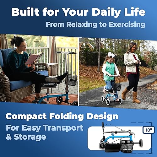 Miniatura 5 de KneeRover Rodillera para niños patineta de rodilla para niños muletas pediátricas alternativa en azul claro