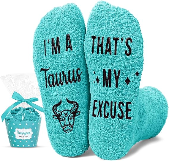 HAPPYPOP Zodiac Astrology Constellation Gifts - Fuzzy Space Galaxy Socks Birthday Horoscope Gifts