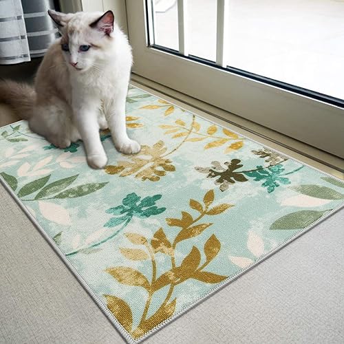 KIMODE Tapete para puerta interior, antideslizante, lavable a máquina, tapete de bajo perfil para puerta delantera y trasera, porche, entrada,