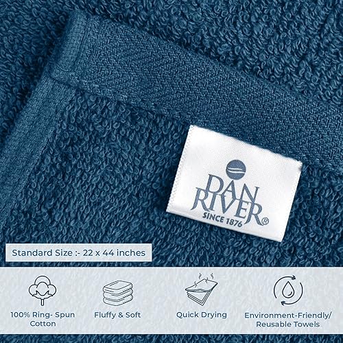 Miniatura 3 de DAN RIVER Juego de 6 toallas de baño económicas 100% algodón, superabsorbentes, de secado rápido, calidad de hotel para el hogar, gimnasio, spa y