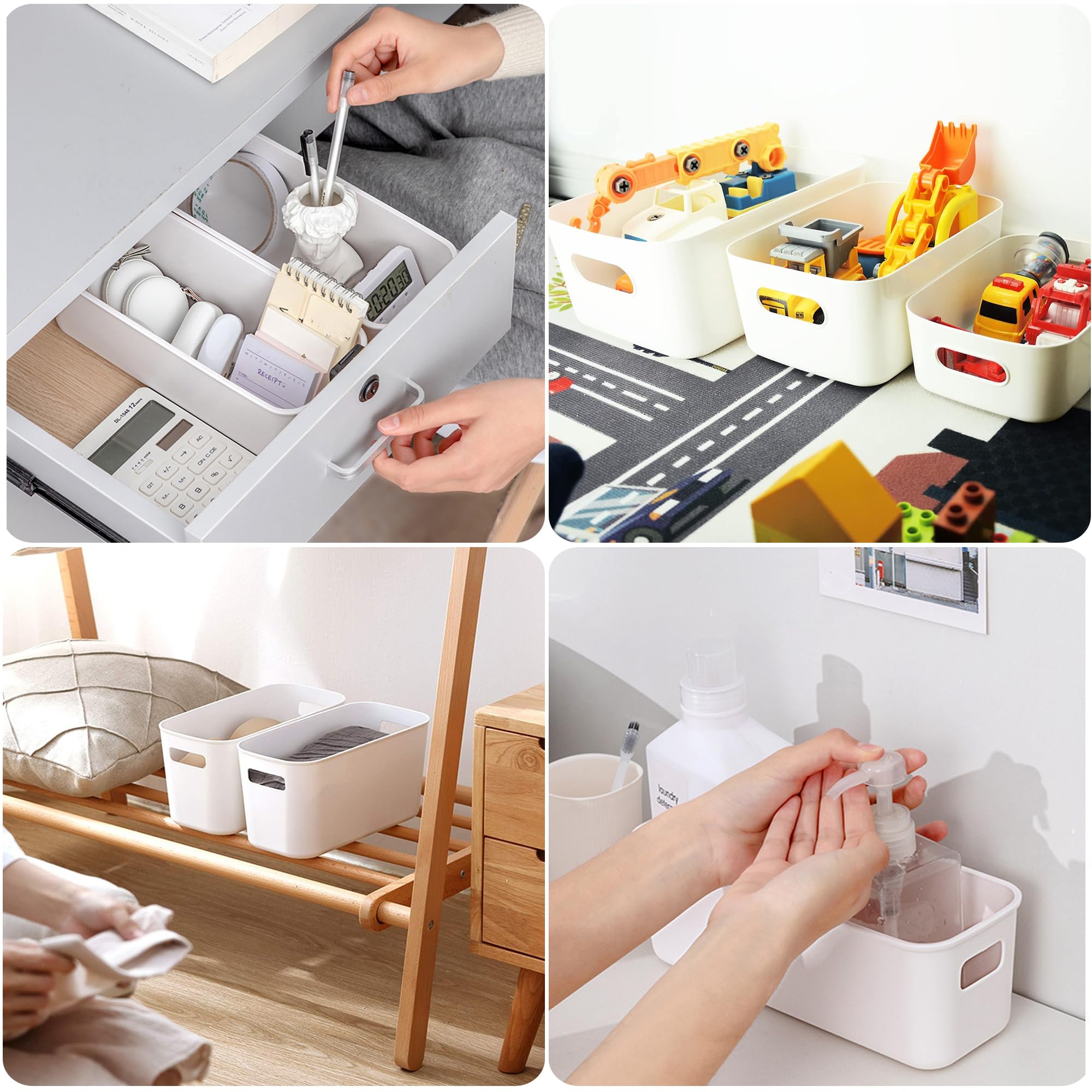 10 Stück Aufbewahrungsboxen Weiß 20,5x14x7cm - Stapelbare PP-Behälter Mit Griff