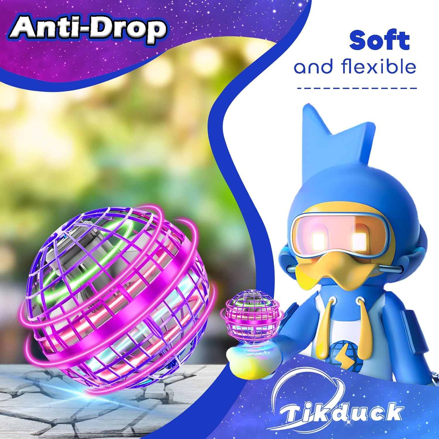 Tikduck Flying Orb Ball 2025 Toys Soaring Hover Boomerang Galactic Fidget Cool Magic Hand Controlled Mini Drone Cosmic Globe Spinner Safe for 6 7 8 9 10+ Year Old Kids Outdoor Toys (Illusory Purple)