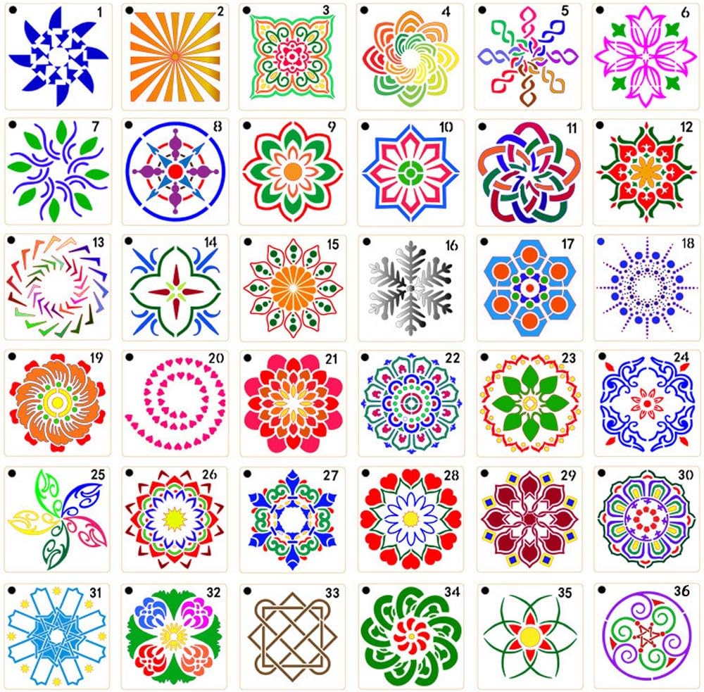 36 Pack Mandala Stencils Necklace for Women 14K White Gold Plated 925 Silver Necklace for Girlfriend Chain Heart Clover