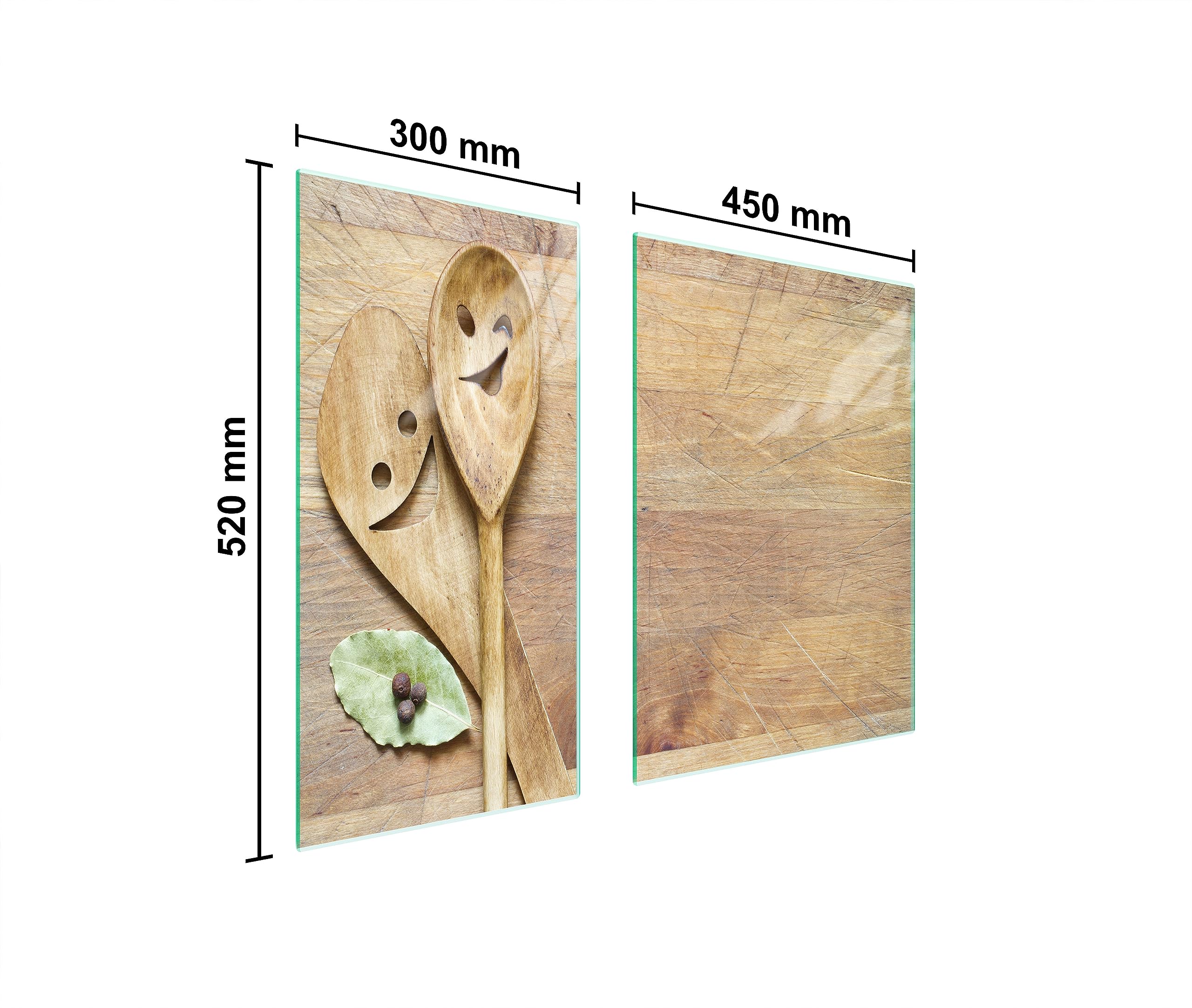 TMK ArtDeko Herdabdeckplatte 2 Teilig 30x52 +45x52 cm - Spritzschutz Herdabdeckung – Herdschutz aus Sicherheitsglas – Robust, Hygienisch & Rutschfest– Schutz für Induktion, Ceran, Gas & Elektro