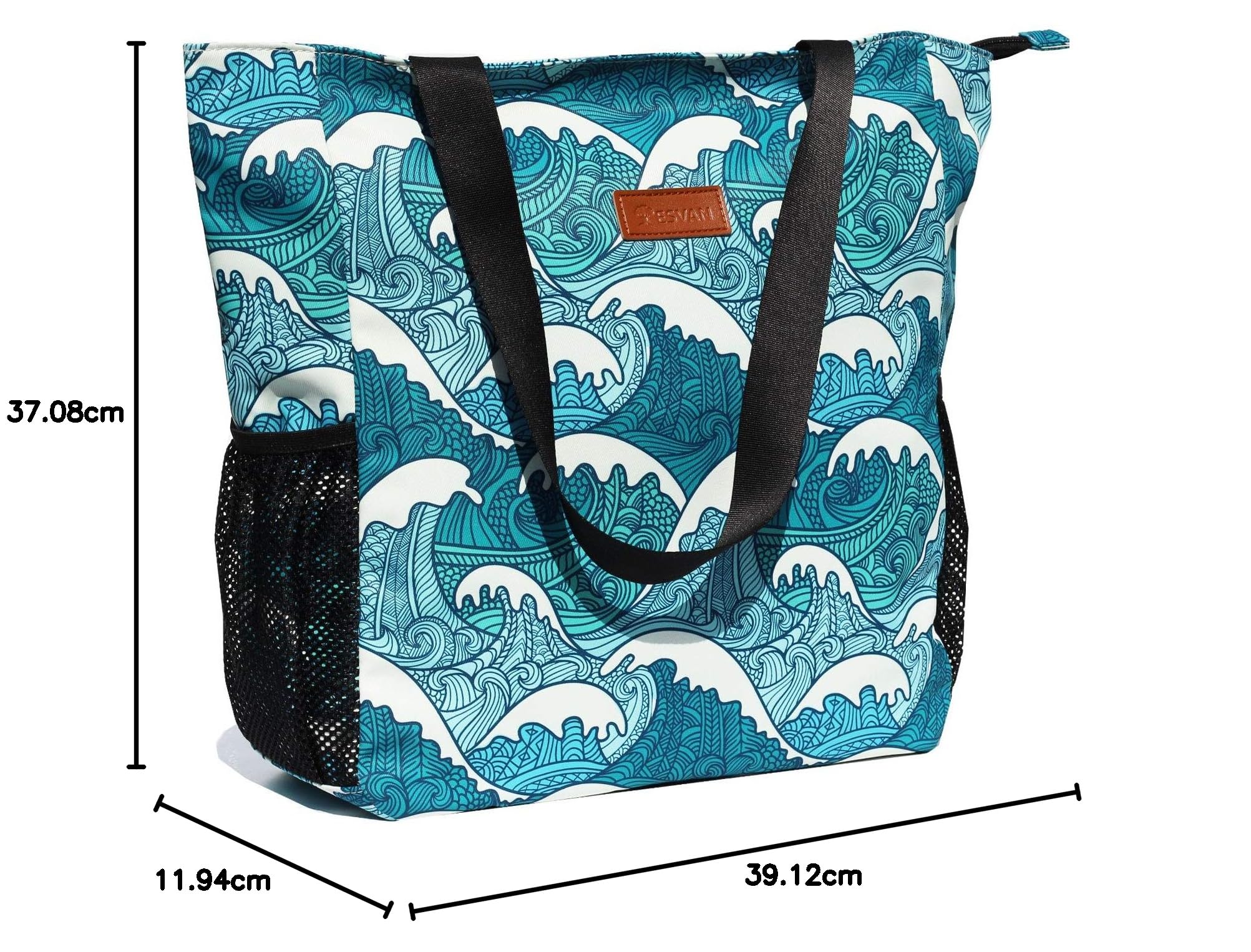 ESVAN Original Floral Water Resistant Large Tote Bag Shoulder Bag for Gym Beach Travel Daily Bags Upgraded