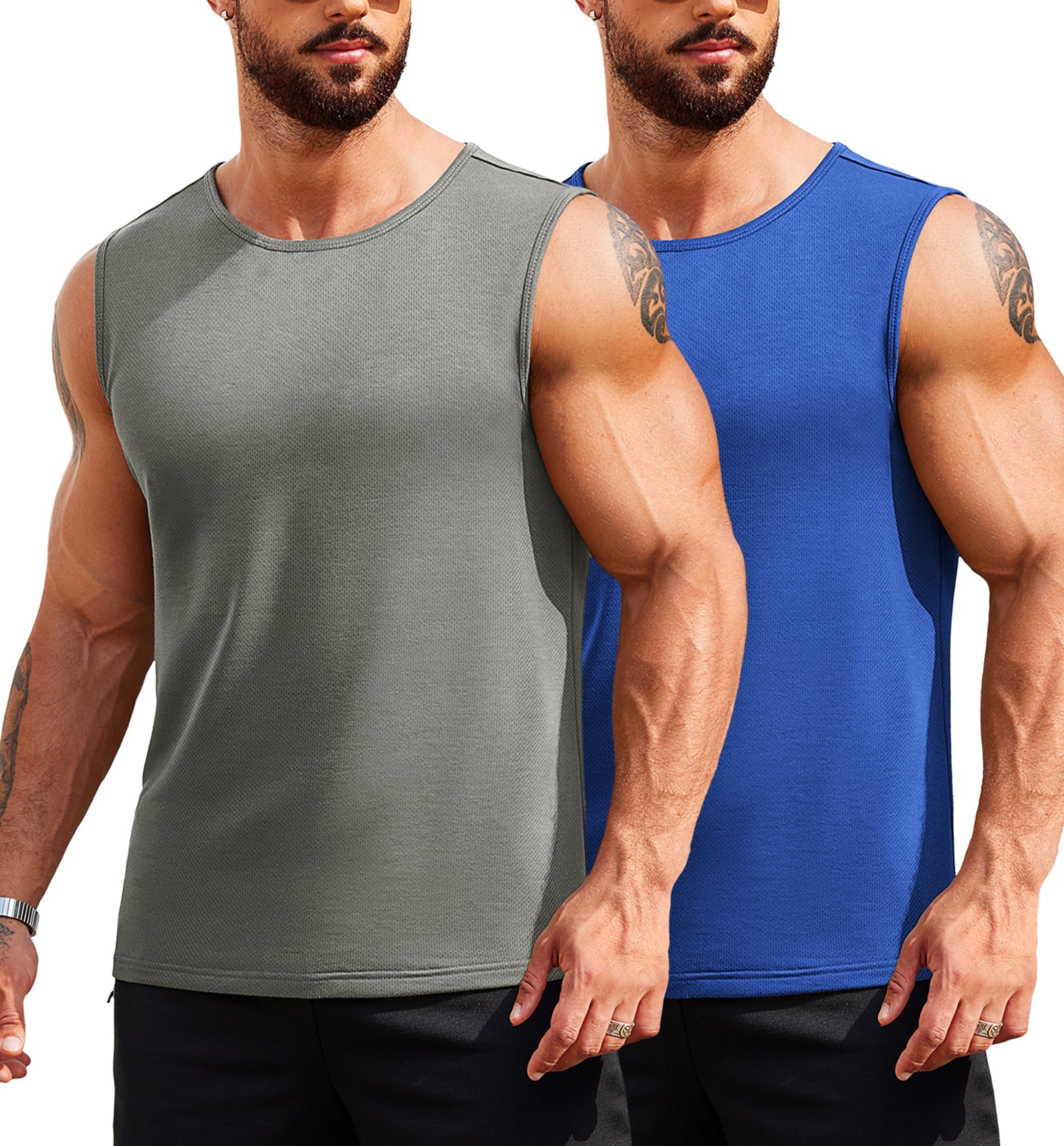COOFANDY Tank Top Herren Muskelshirts Gym Sport Achselshirts Fitness Ärmelloses Shirt Atmungsaktiv Tanktop 2er Pack