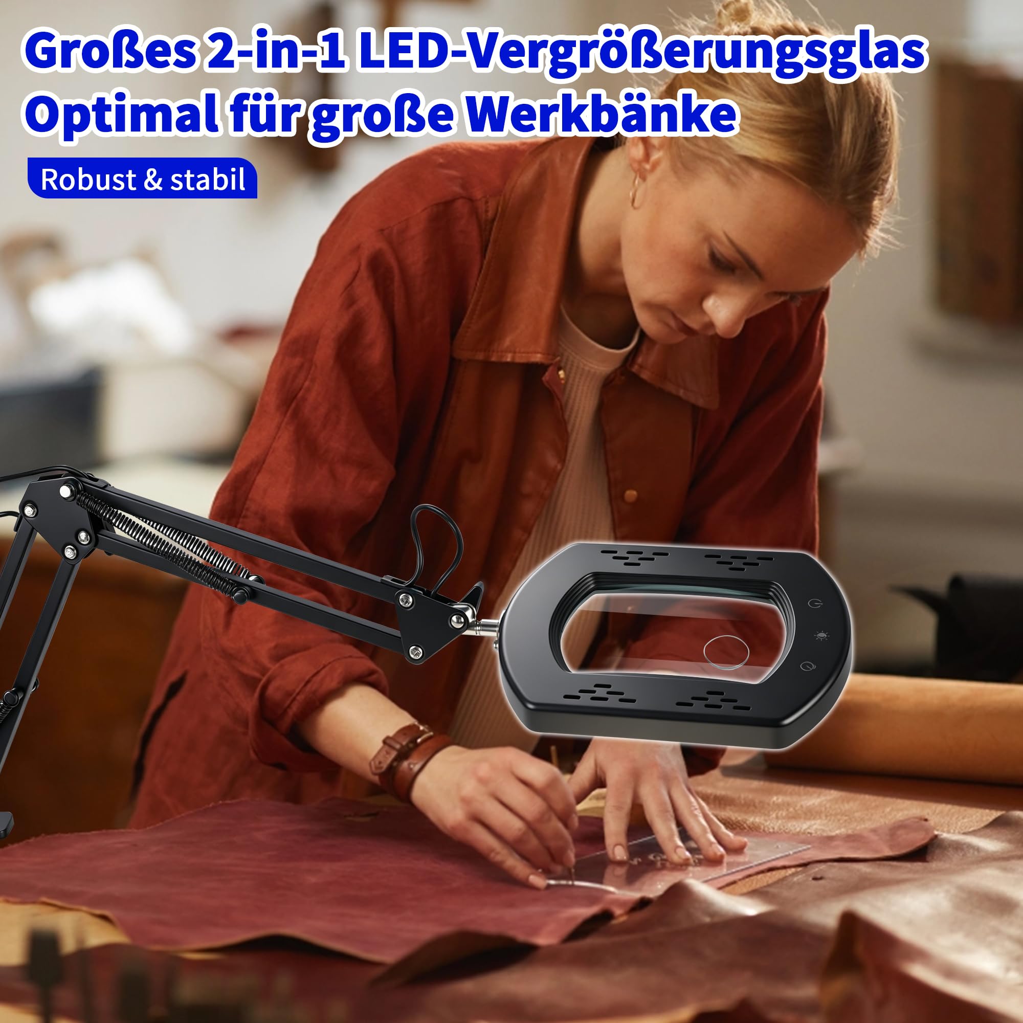 30X/10X Doppellinsen-Lupe mit Licht