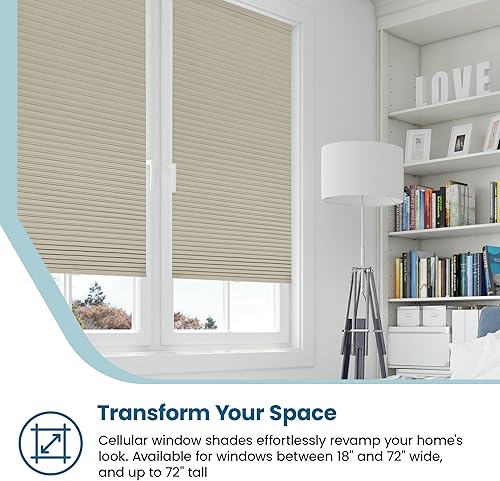 Miniatura 3 de BlindsAvenue Persiana celular inalámbrica de panal de abeja, celda única de 916", apagón, cervatillo, tamaño 29" de ancho x 72" de alto