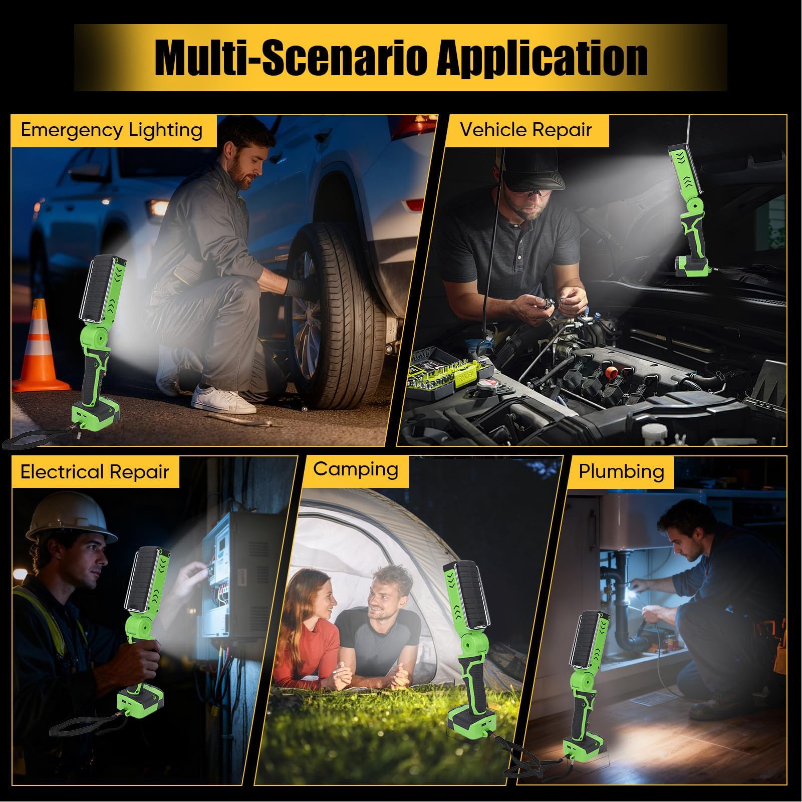 Lampe de Poche LED Rechargeable 2400lm, Conception Pliable, Chargement USB pour les Activités de Plein Air D'urgence
