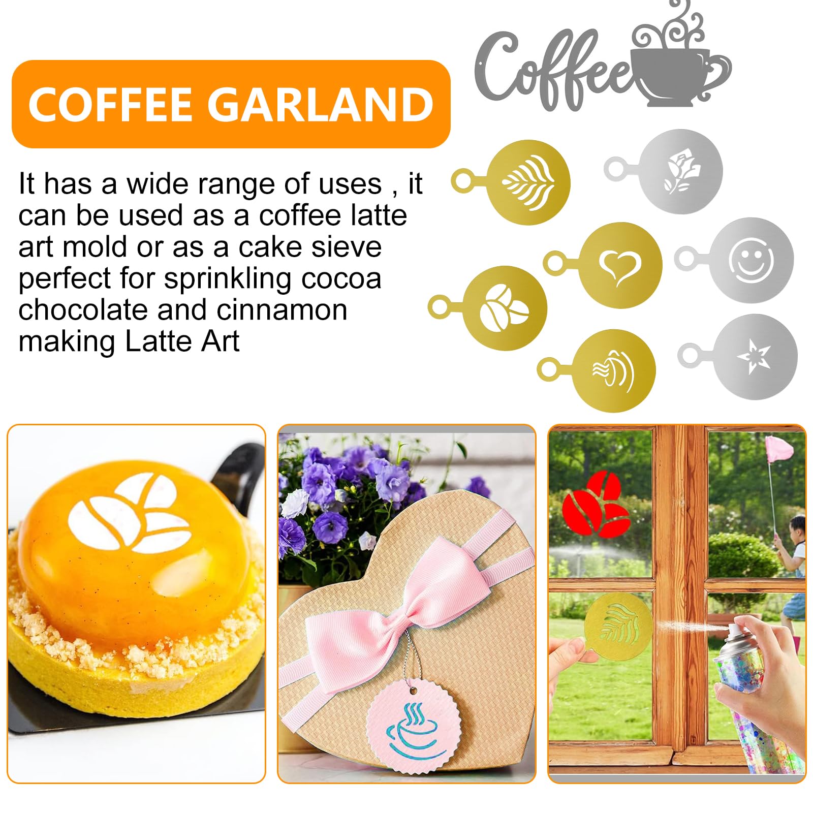 16 Pièces/lot de Café Latte Cappuccino Barista Art Pochoirs pour Gâteaux Duster Modèles de Café