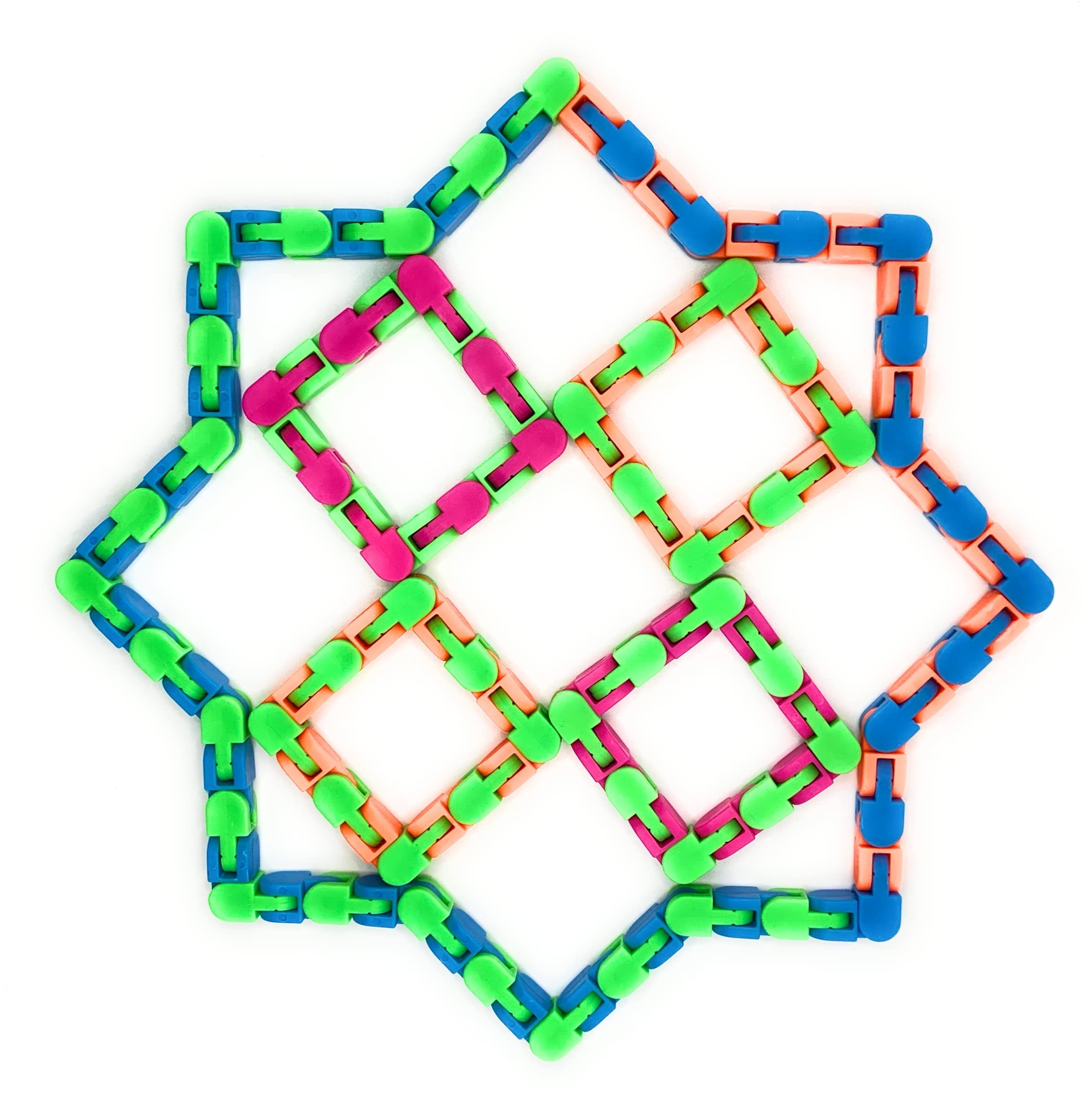 Safo 6 Pieces Wacky Tracks,Toys,Baby Sensory Finger Speed Snake Toys, Quiet Toys for All Kids Very Suitable ADHD Cases Autism DIY ,Toys Makes Intellectual Skills, Blue,green,red,orange, 2,4x2,4x0.1