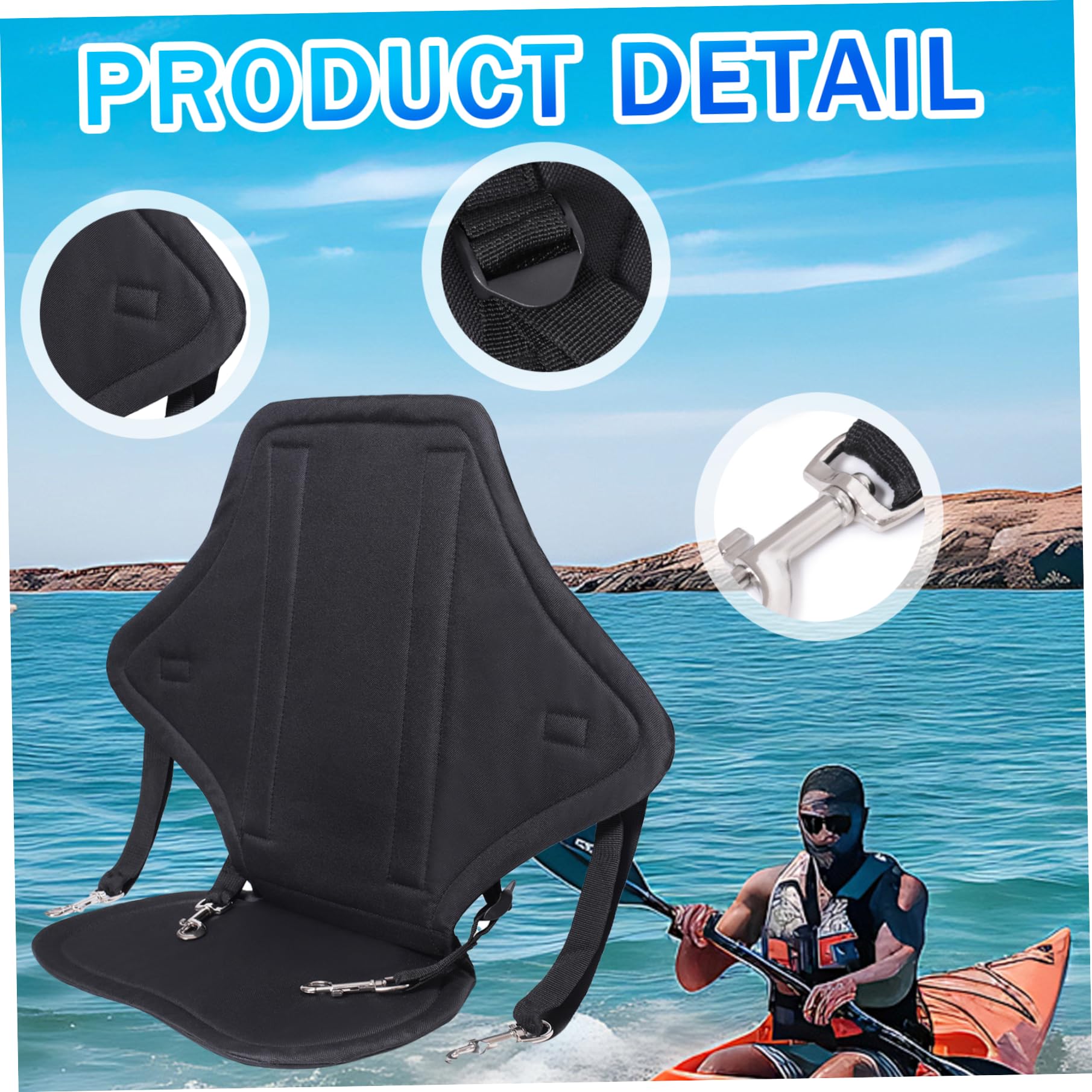 Siège en kayak avec dossier de canoë réglable en nylon support avec crochets instantanés à paddle réutilisable avec sac de rangement accessoires kayak