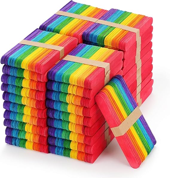 Amazon.com: 1200PCS Large Colored Popsicle Sticks, 6 Inch Jumbo Wooden ...