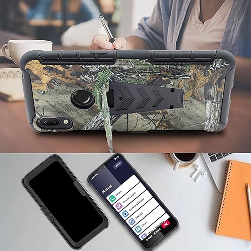 Miniatura 5 de Funda diseñada para Jitterbug Smart 3 (2021) con vidrio templado, clip giratorio para cinturón, soporte para soporte de armadura resistente a prueba