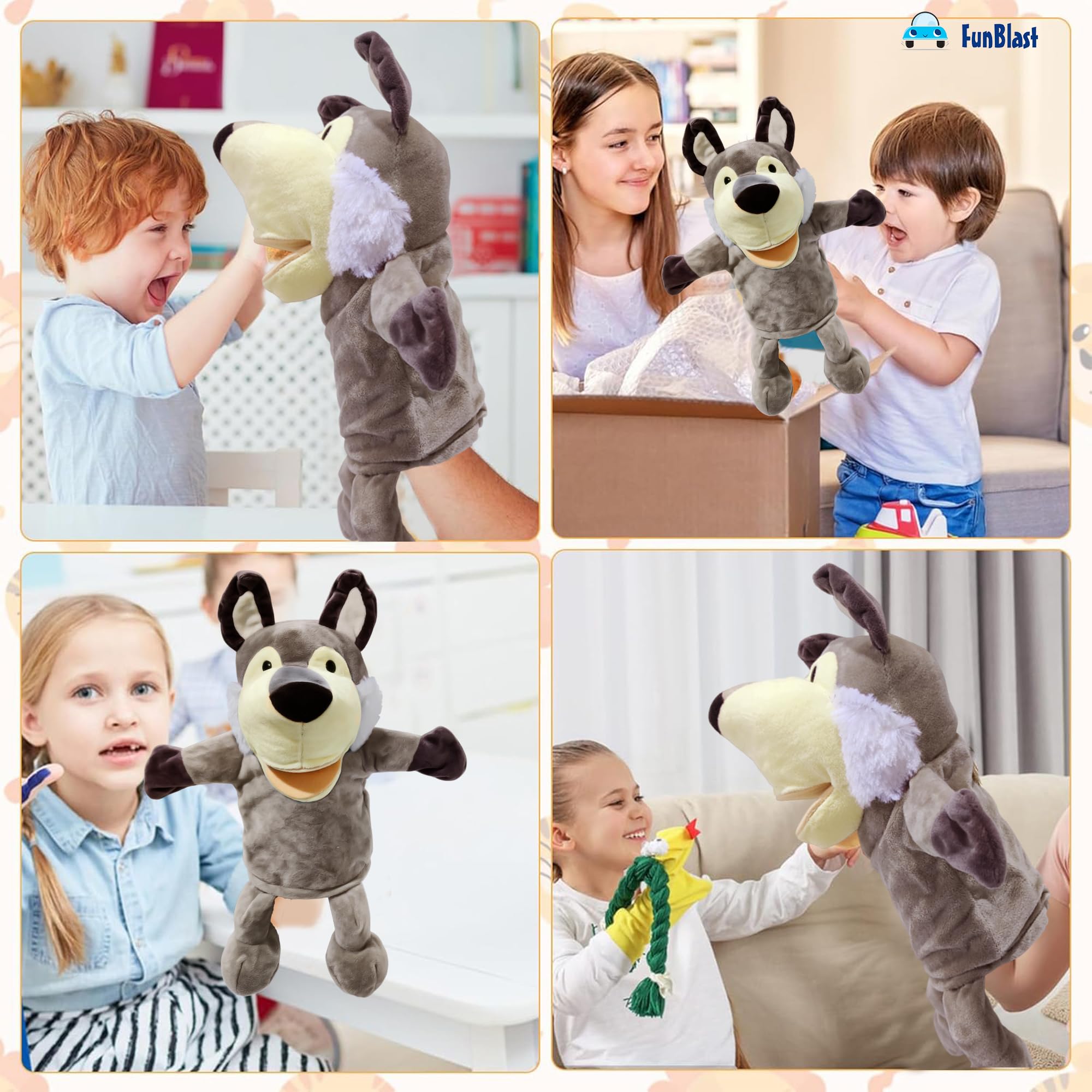 FunBlast Hand Puppets for Kids – Cute Animal Soft & Interactive Plush Fox Puppets for Storytelling, Role Play & Learning Toys, Perfect for Toddlers & Children (Multicolor) 3