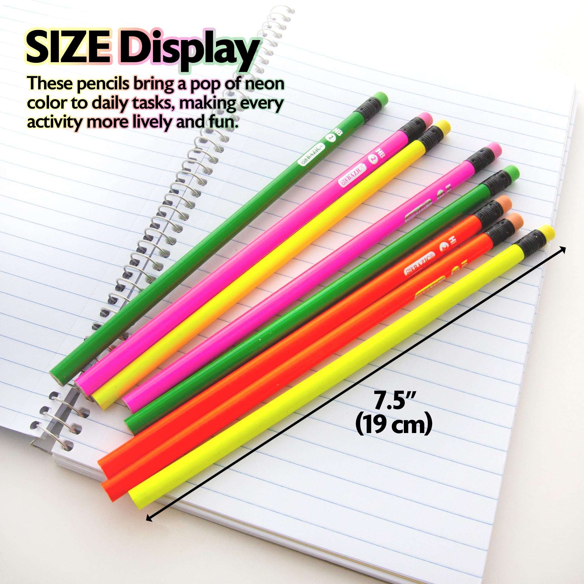 Amazon.com : BAZIC PRODUCTS Fluorescent Pencil w/Eraser, Latex