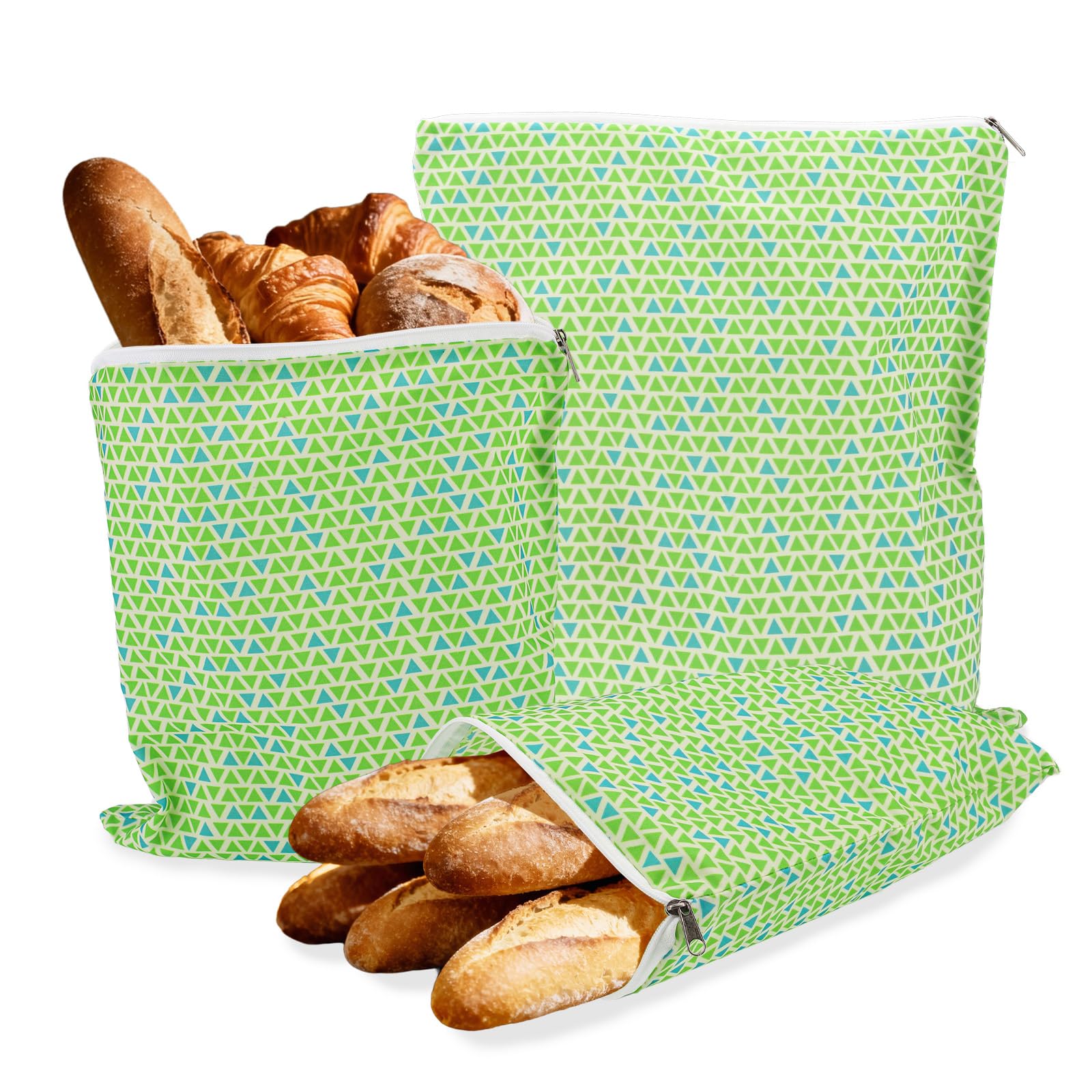 Lourcqvo Triangle 3 Pack Beeswax Wrap Bag With Zipper For Bread & Sandwich, 3 Sizes Reusable Beeswax Wraps For Food Homemade Sourdough Cheese Snack Fruit Produce Veggie,