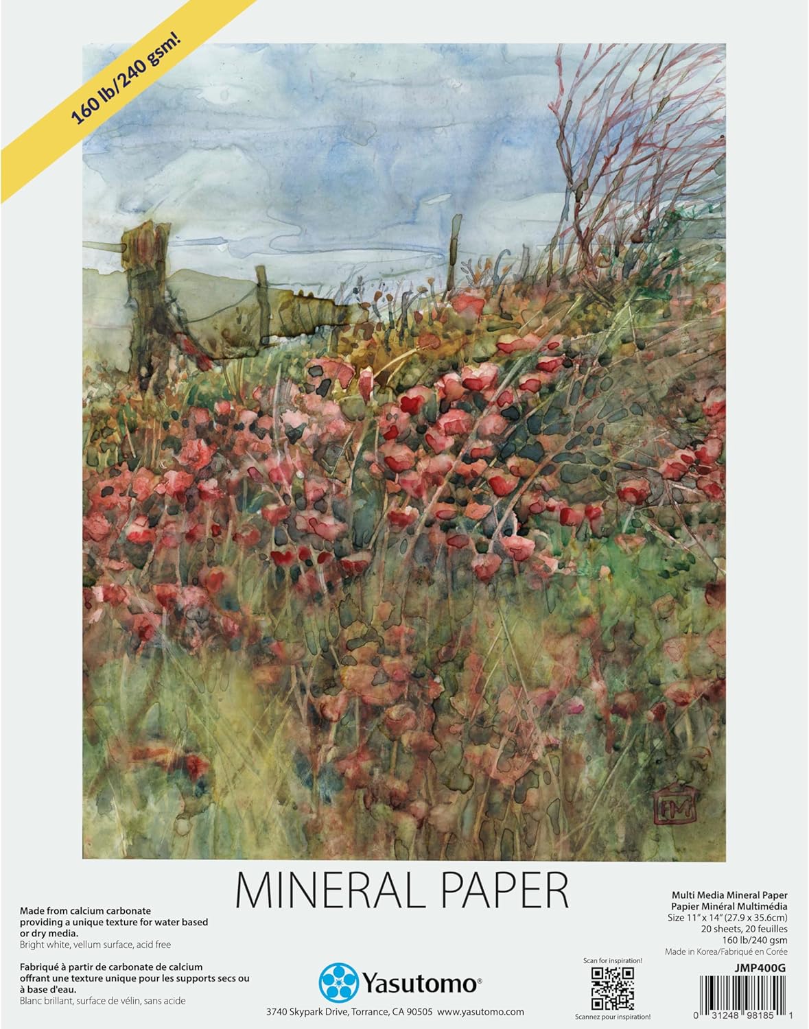 Yasutomo Mineral Paper Pad, 20 Sheets, Calcium Carbonate, 14-Inch Height Yasutomo Mineral Paper Pad, 20 Sheets, Calcium Carbonate, 14-Inch Height