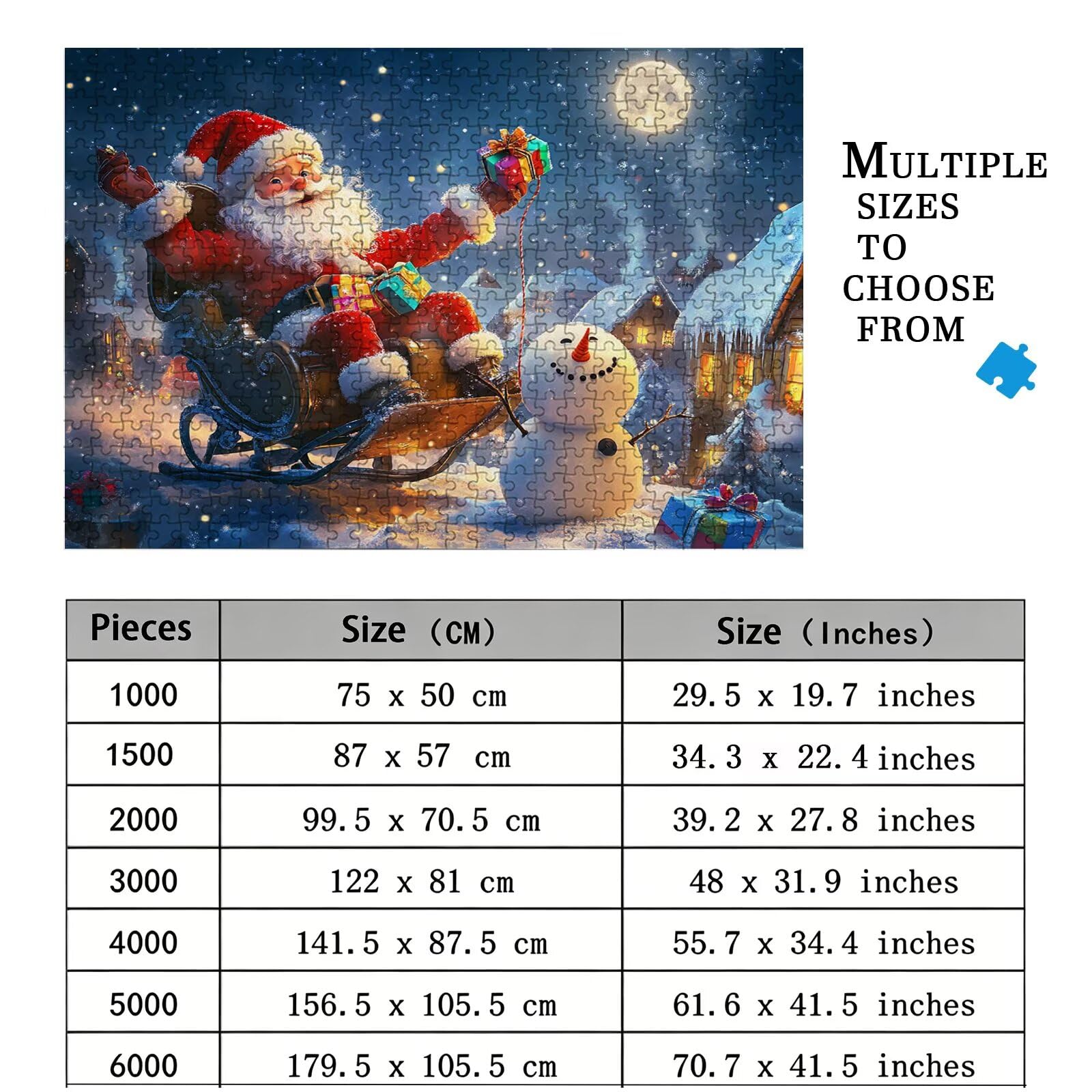 Księżyc puzzle 1500 elementów, trudne puzzle, drewniane puzzle dla całej rodziny, zestaw "zrób to sam" dla dorosłych, nadają się jako dekoracja ścienna, prezenty dla kobiet, temat: Święty Mikołaj 8p