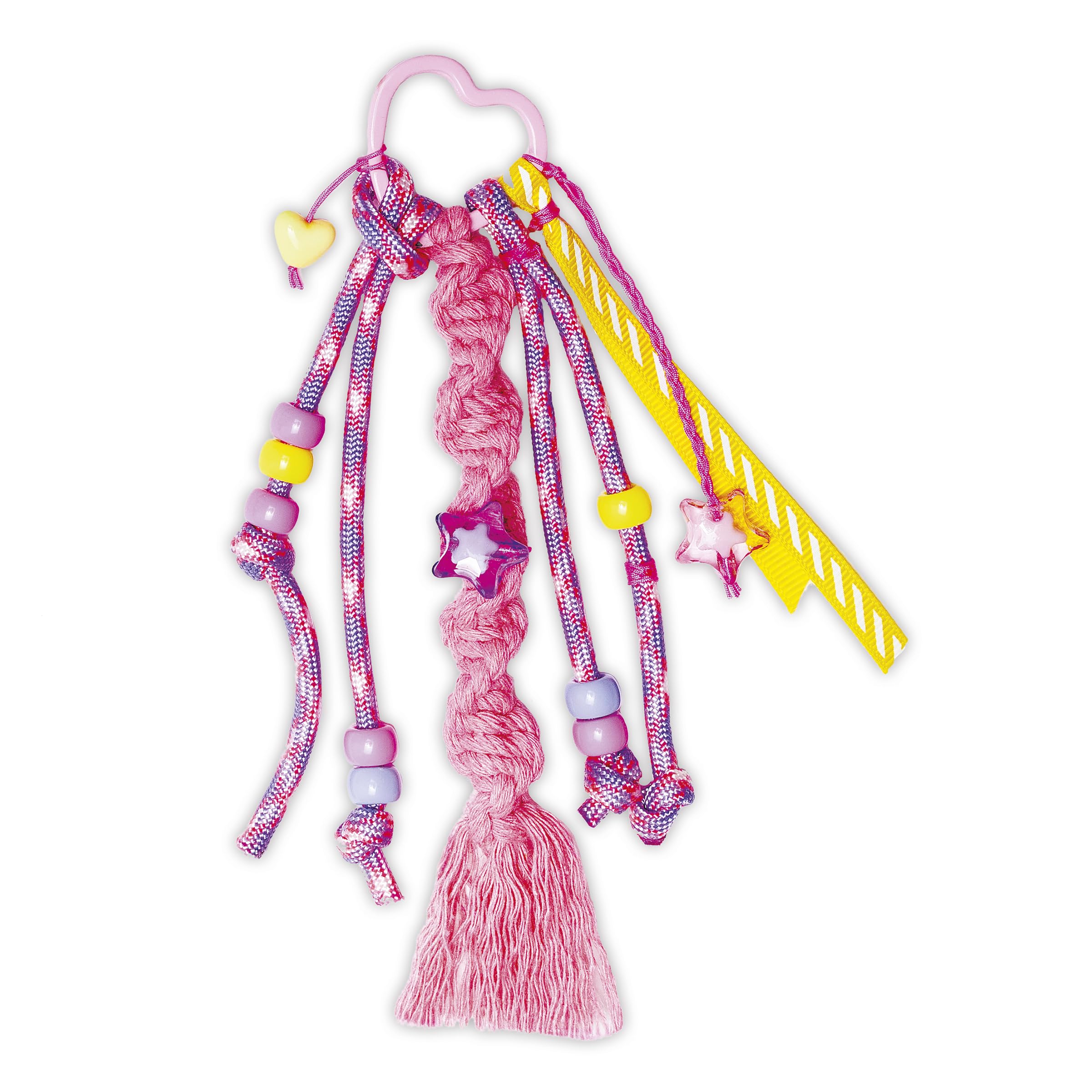 Janod – Kit Créatif Bijoux de Sac – 6 Accessoires à Personnaliser (4 Grands Bijoux + 2 Grigris) – Perles Colorées, Fils Macramé, Rubans – Activité DIY Dès 7 Ans – Coffret Cadeau