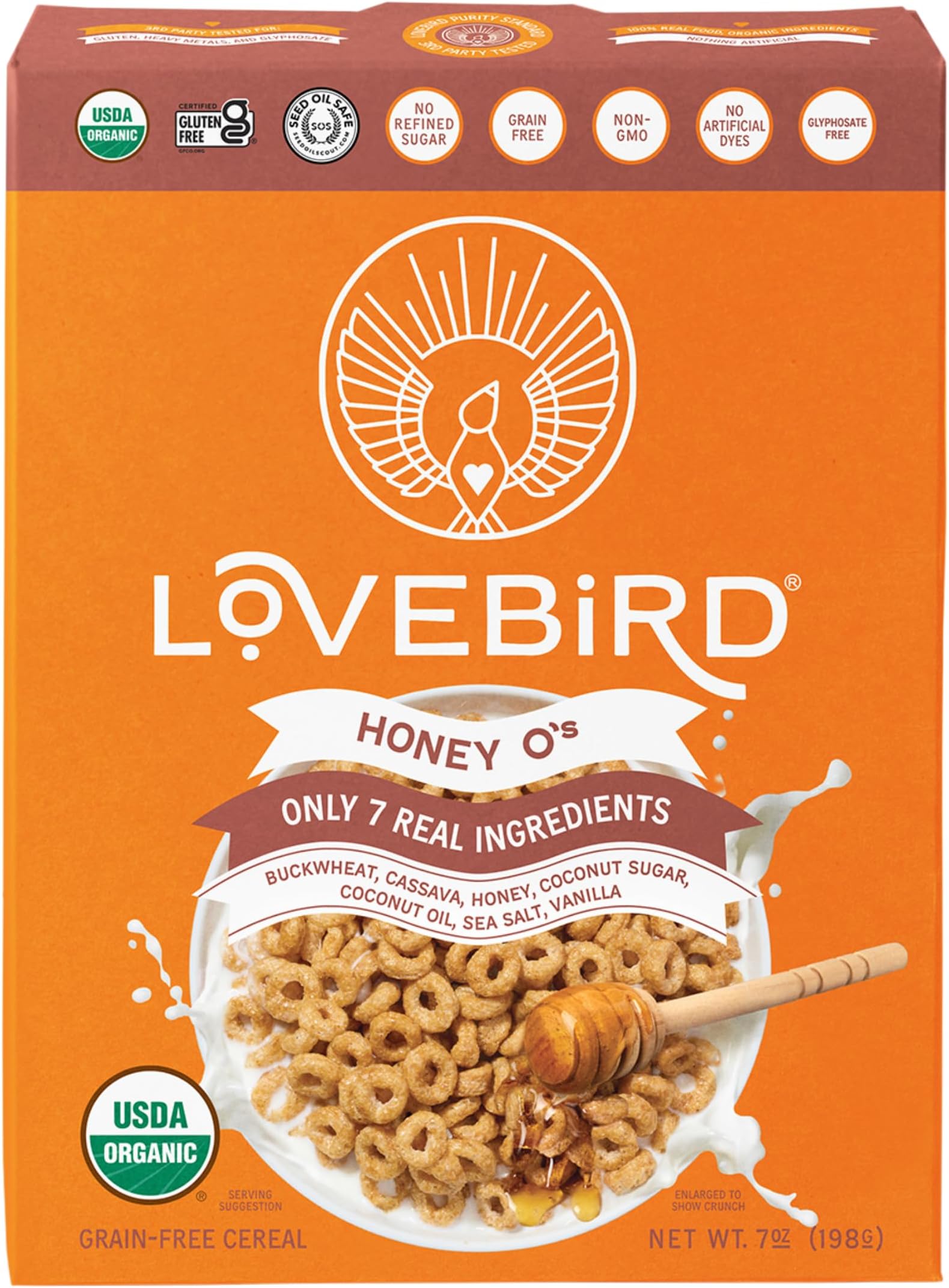 Gluten Free Cereal Honey 3 Pack - Organic Grain Free Cereals Paleo AIP Dairy Free Keto Friendly No Refined Sugar Healthy Snacks for Kids, Adults