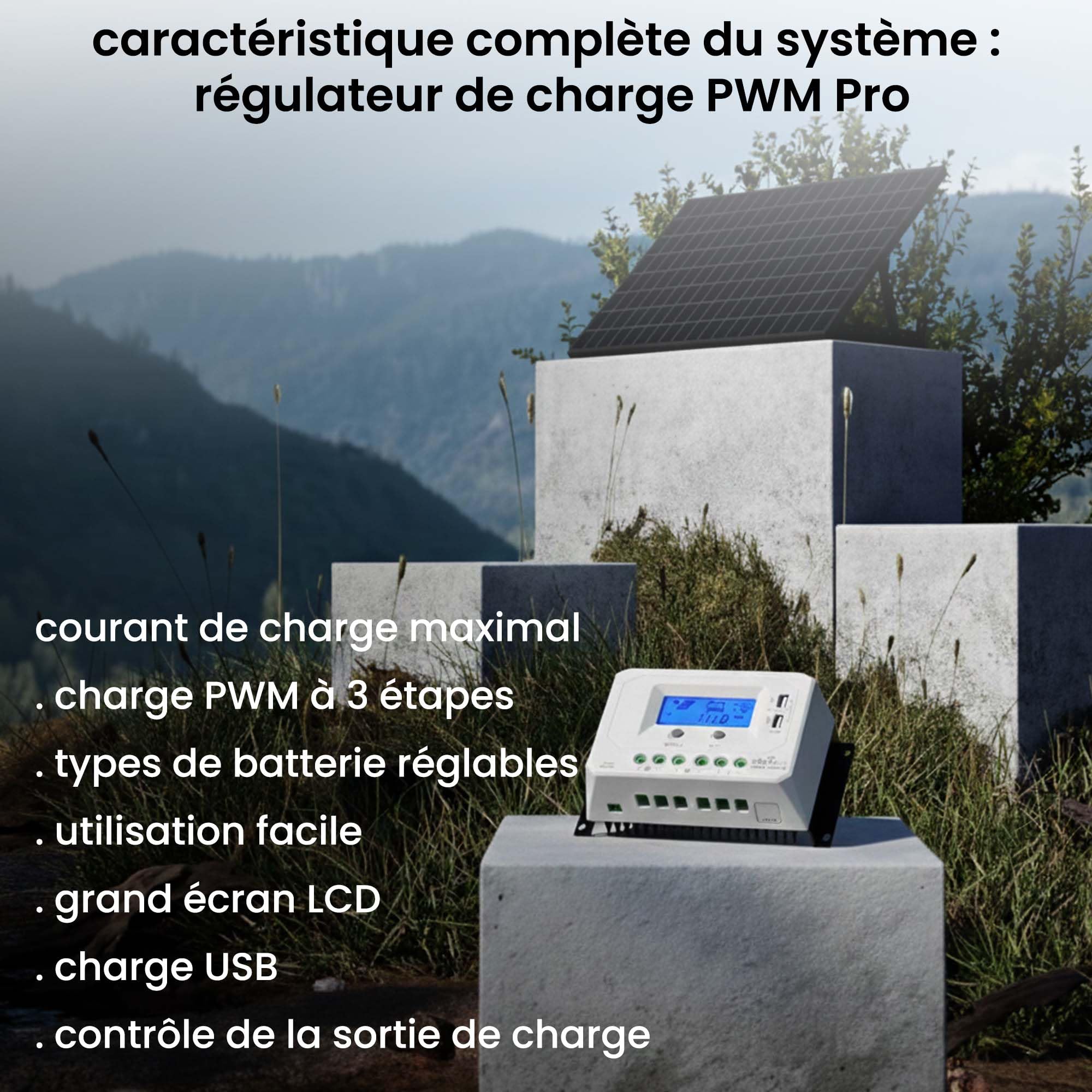 Offgridtec BasicPremium-XL 300 W stacja solarna z regulatorem ładowania LCD 45 A, profesjonalny zestaw kabli