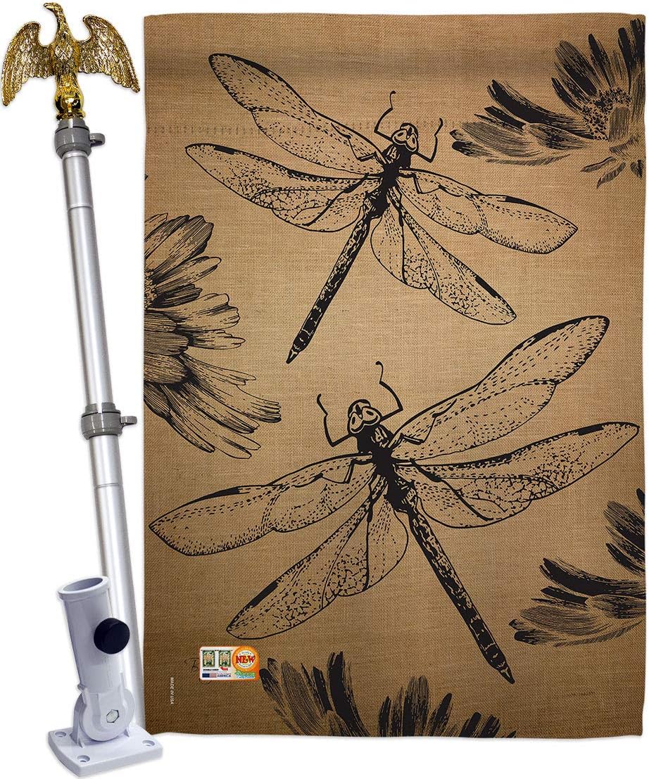 Dragonfly House Flag Garden Friends Butterfly Ladybugs Bee Springtime Insect Natural Wildlife Small Decorative Gift Yard Banner Made In USA 28 X 40