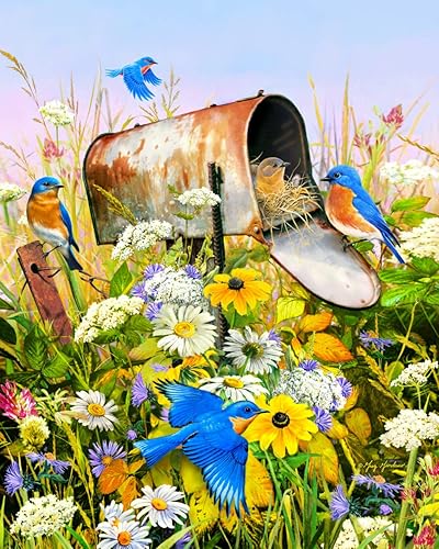 Miniatura 1 de Springbok Puzzle to Remember - Alzheimer & Demencia Actividad - Rompecabezas de 36 piezas Blue Birds - Hecho en Estados Unidos