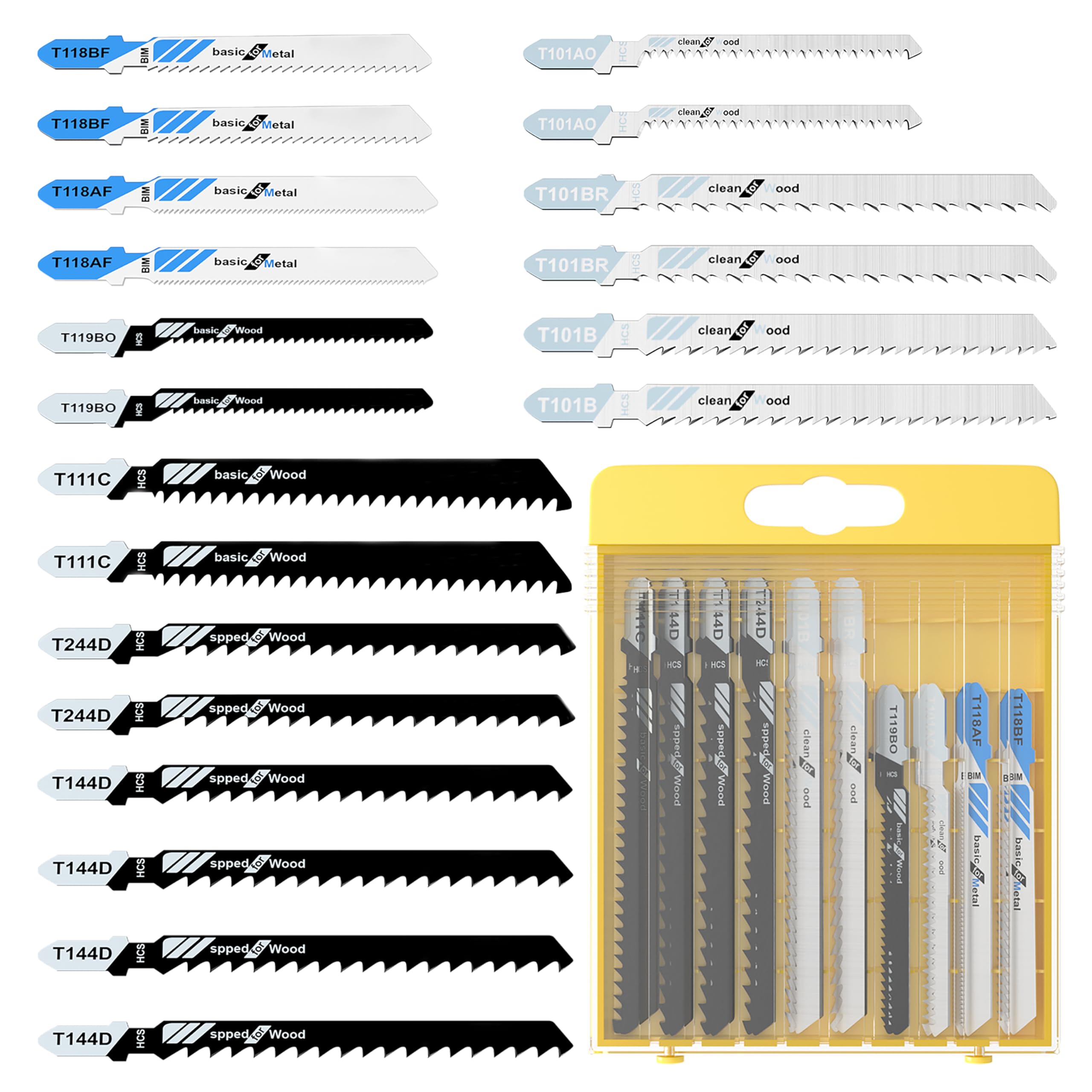 YOSIGHT 20 Pcs Jigsaw Blades Set with Case