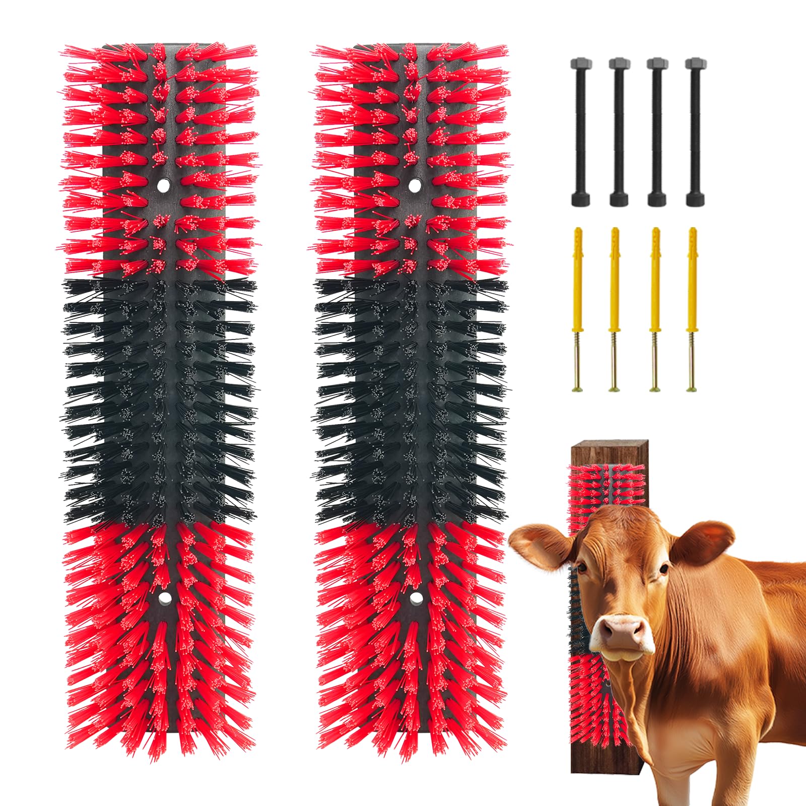 Livestock Scratch Brush With 4 Screws?Animal Back Scratching Brush for Cow,Cattle,Sheep, Horses,Pigs?Massage Grooming Tool