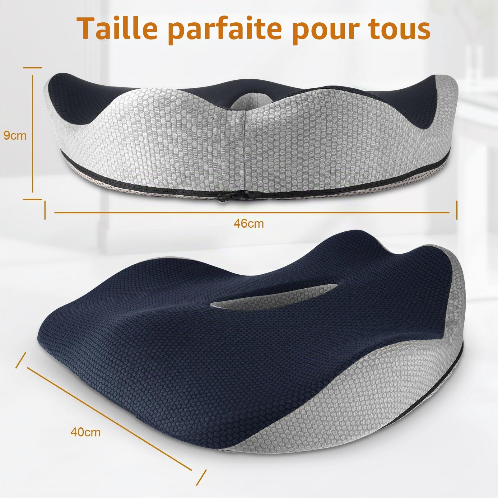 Fwiull Coussin Siège de Voiture, Coussin de Siège de Conduite en Mousse Mémoire de Forme, Rehausseur d'Assise Ergonomique, Coussin de Siège pour Voiture, Bureau, Auto