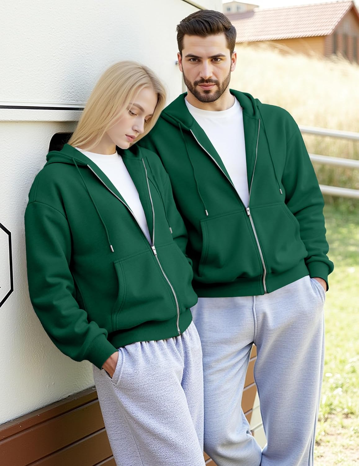 JMIERR Mens Full Zip Casual Cotton Hooded Fleece Drawstring Hoodies Pullover Sweatshirts Casual Long Sleeve Shirts - Image 7