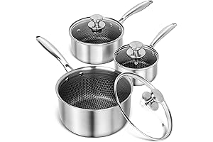MICHELANGELO Stainless Steel Saucepan Set 1QT & 2QT & 3QT