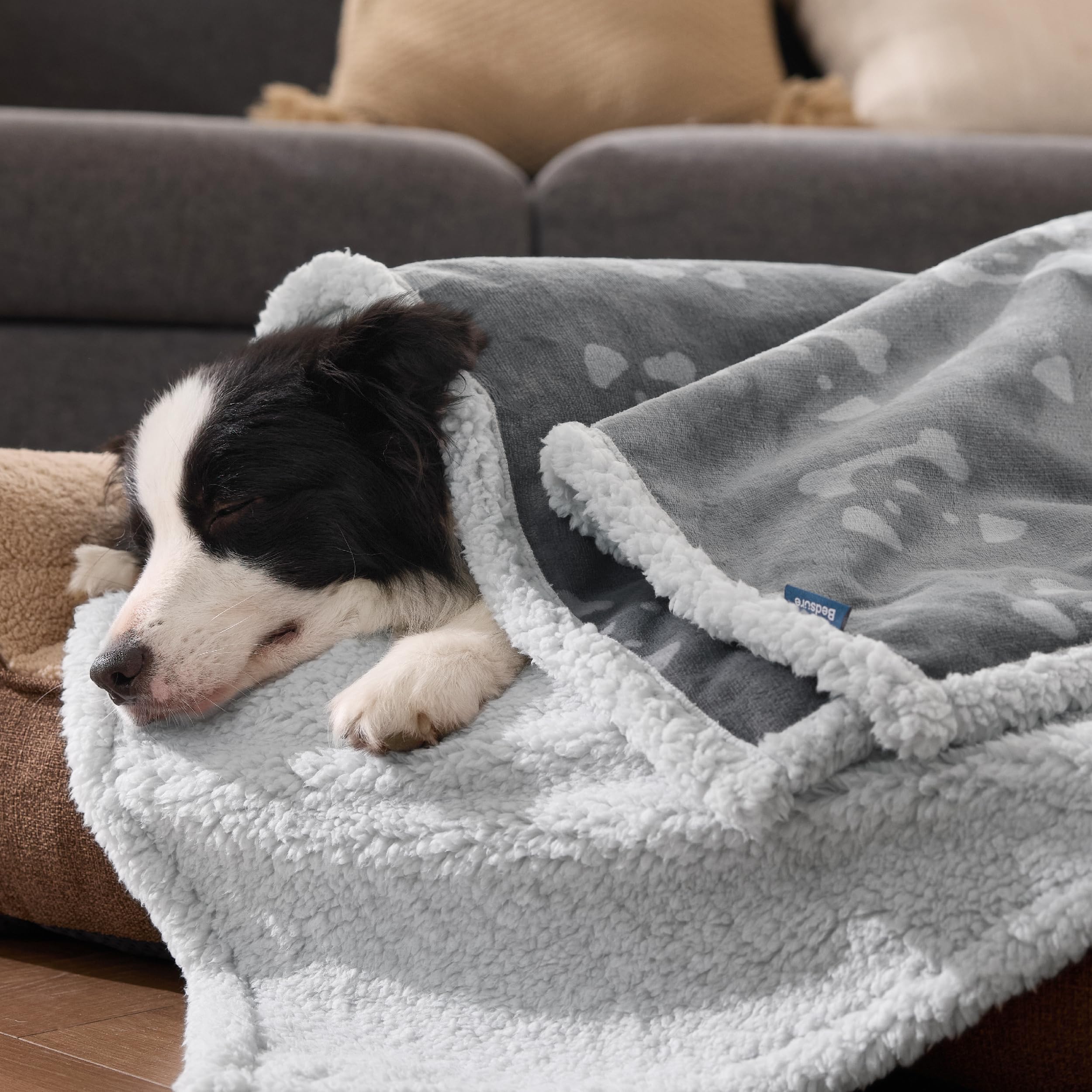 Bedsure Couverture Chien, Plaid Chien, Plaid Chat Imperméable, Couverture pour Chien Chat (152x203cm, Gris)