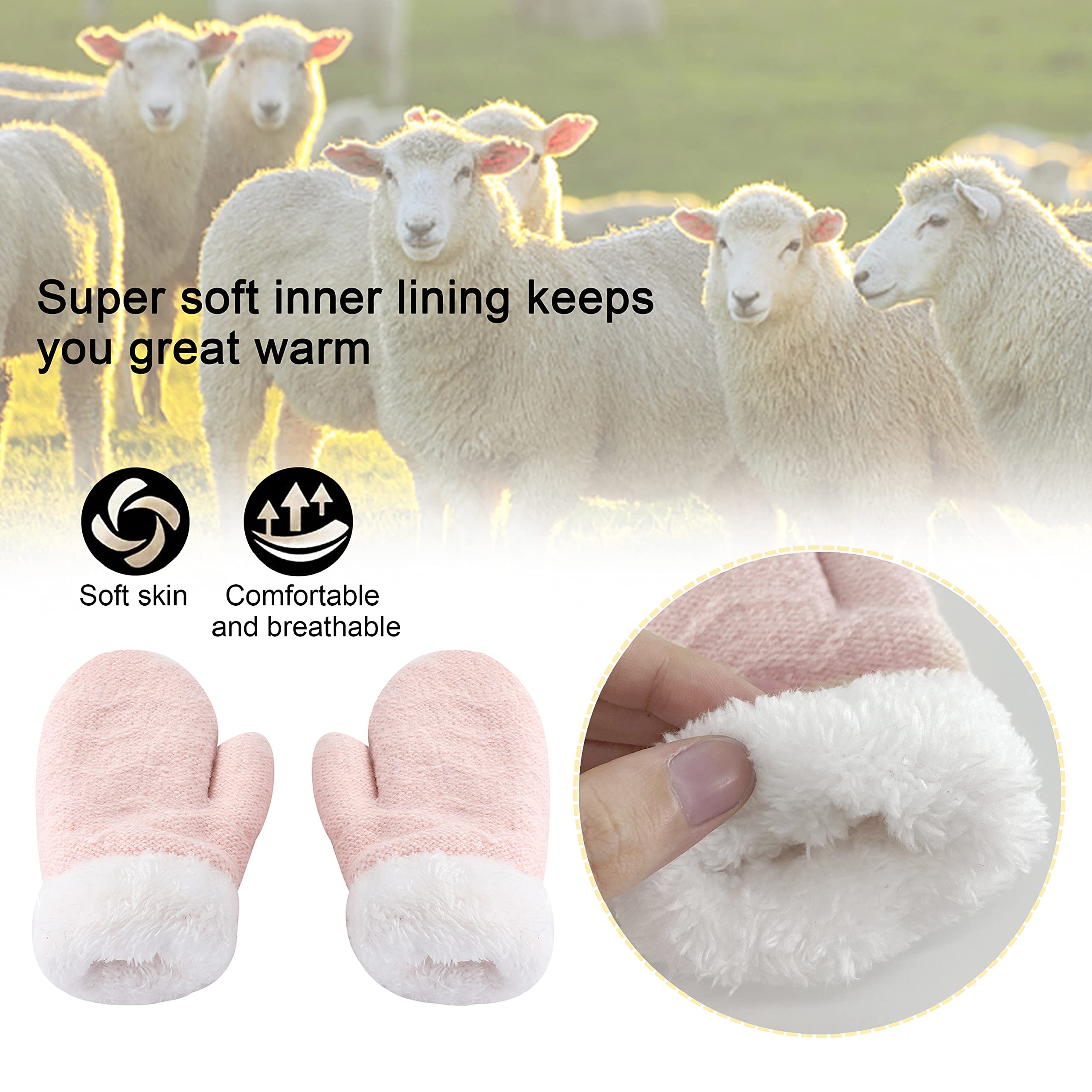 CheChury Winter Mütze Schal Handschuh Sets Mädchen Strickmütze Warme Babymütze Jungen Wintermütze Fleece Winterschal Elastische Beanie Ohrenschützer Hut und Schal Kinder 1-6 Jahre