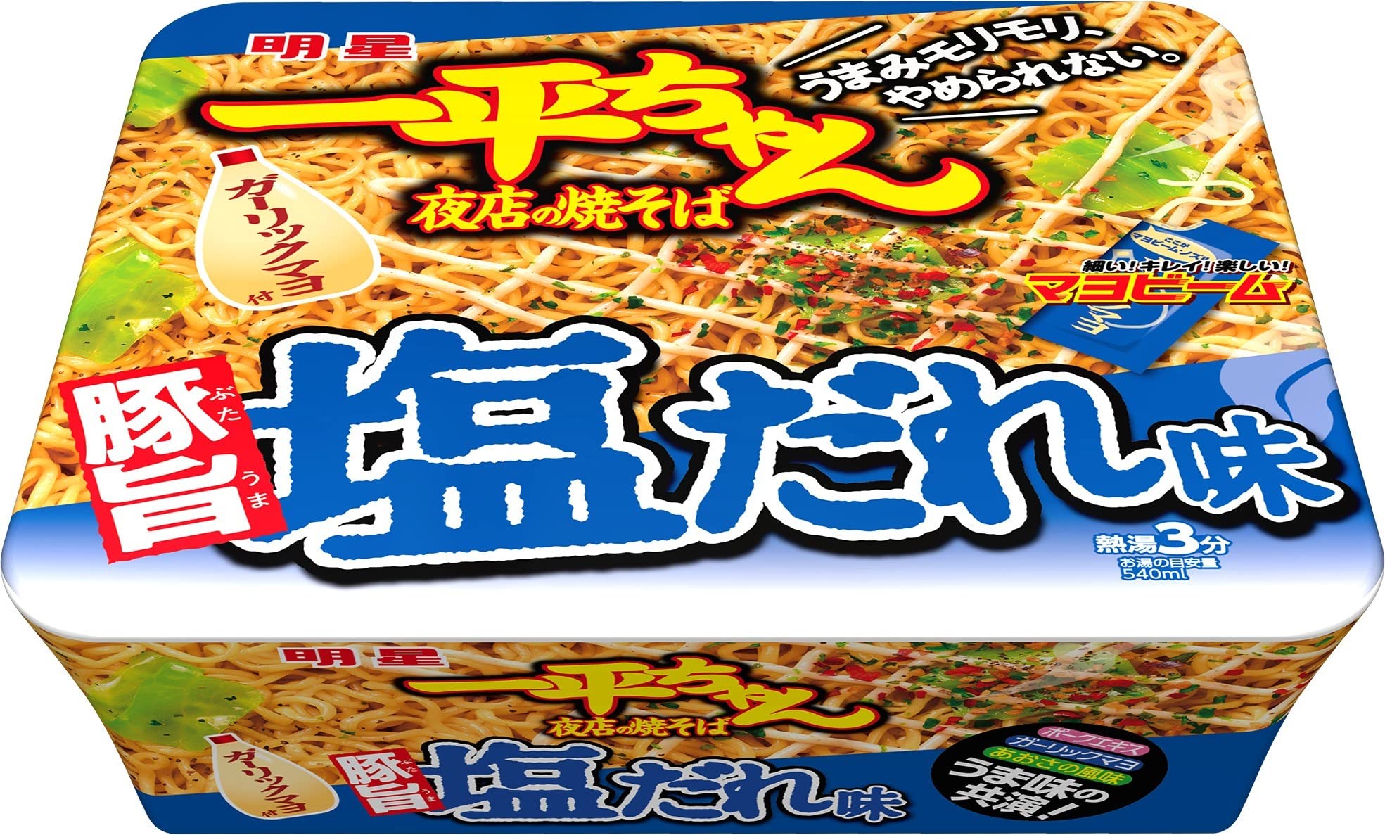 Amazon.co.jp: 明星 一平ちゃん夜店の焼そば 塩だれ味 132g×12個