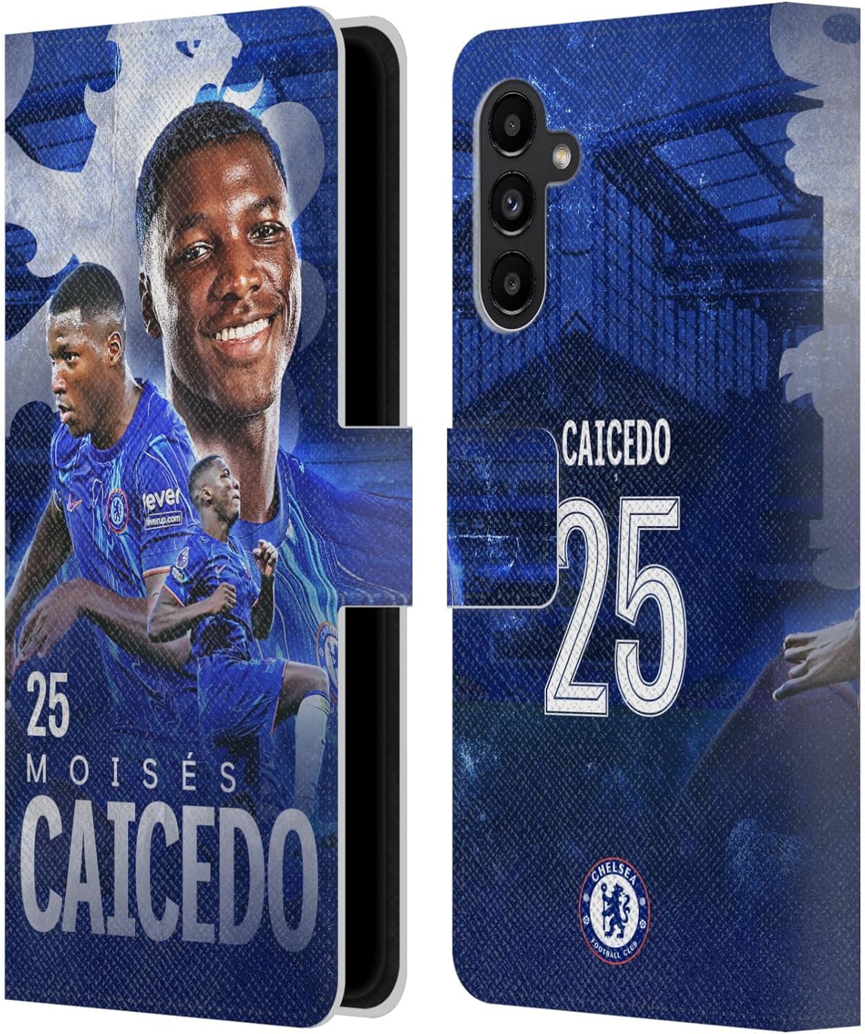 Head Case Designs Officially Licensed Chelsea Football Club Moisés Caicedo 2024/25 First Team Leather Flip Case Compatible with Samsung Galaxy A13 5G (2021)