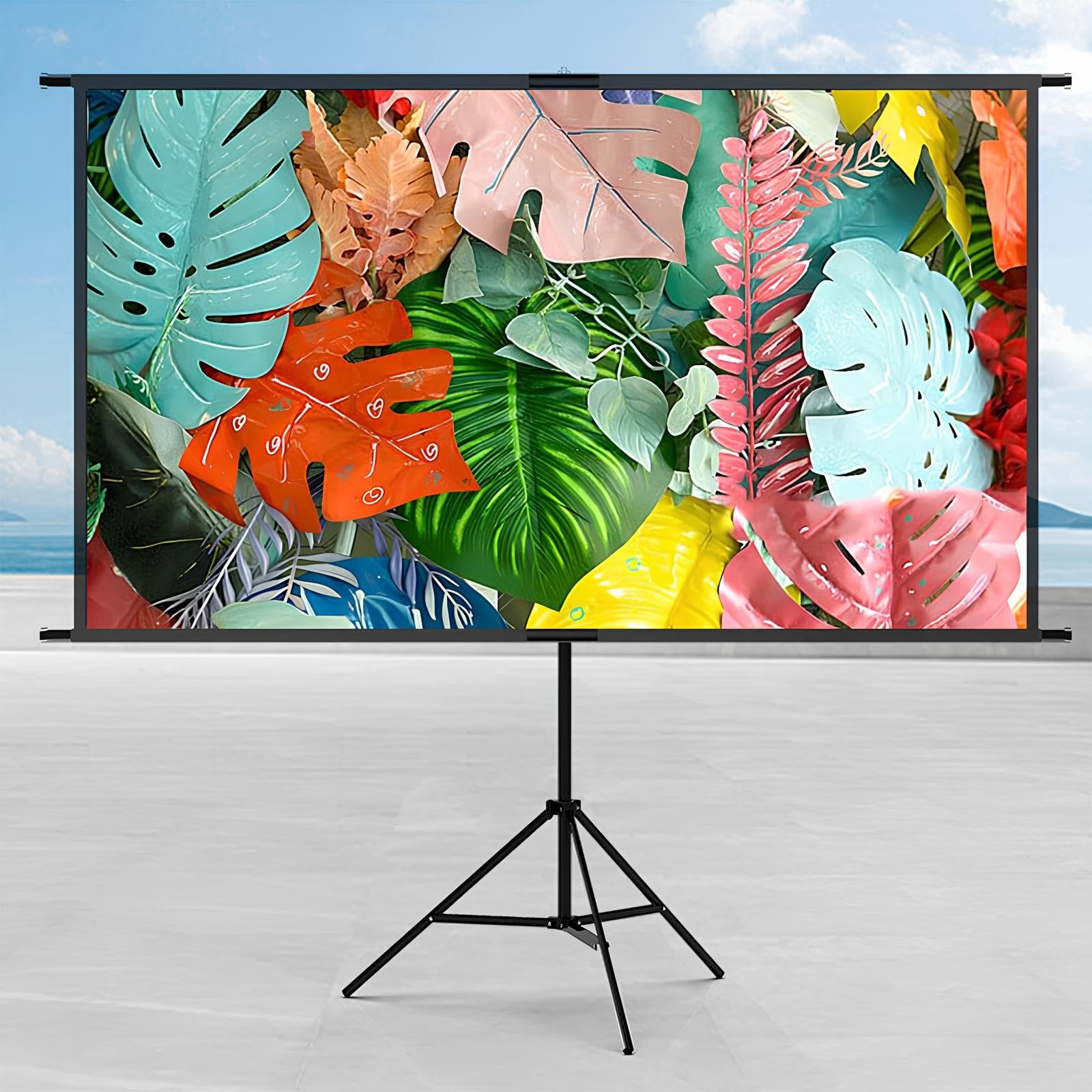 Schermi di Proiezione Esterno con Supporto, 100/120Pollici 16:9, Alto Guadagno Telo Proiettore, Immagine 4K per Home Theater e Campeggio(84inch(16:9))