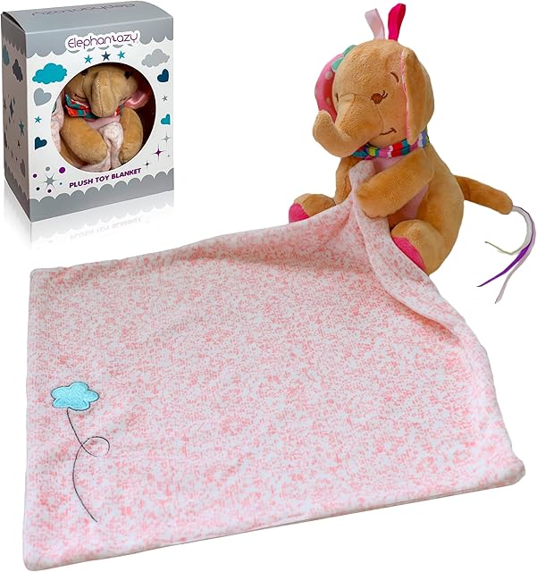 Elephantazy Baby Comforters Blanket - Newborn Soft Touch Blankets - Plush Stuffed Animal Toys - Soft Comforter Baby sleeping toy -Cuddle Snuggle security blanket (Pink Elephant)