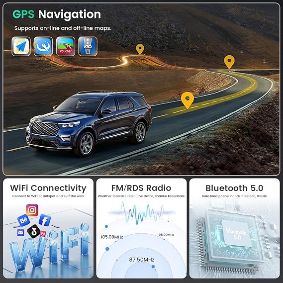5G WiFi [8-Core 4+64G] Hikity Android 13 Car Stereo for 2006-2008 Honda Pilot Radio Wireless Carplay Android Auto, 9 Touchscreen Car Radio GPS Bluetooth Mirror Link FM/RDS/32EQ/DSP SWC Backup Cam
