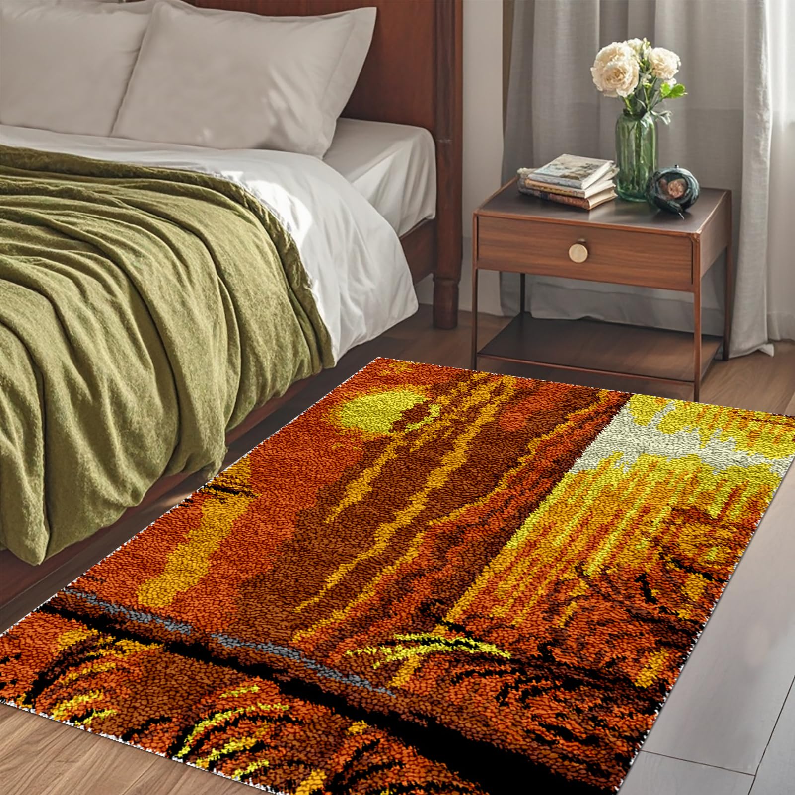 QUIYAEZY 140 x 160 cm zestaw haczyków zamykających zestawy do szycia gobeliny zestaw szydełkowy dla dorosłych początkujący duży haft zestawy dywaniki