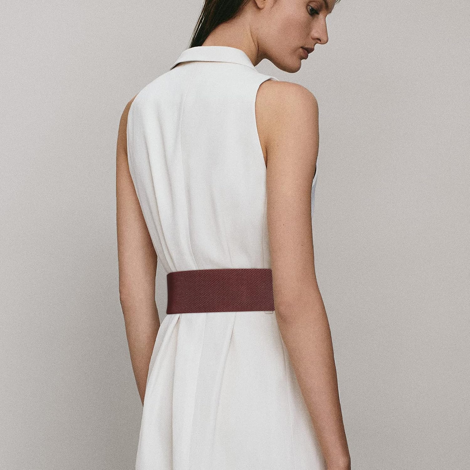 LumiSyne Leather Belt Women Wide Elastic Waist Belt Alloy Hook Buckle Waistband Stretchy Cinch Belt For Dress Shirts Overcoat