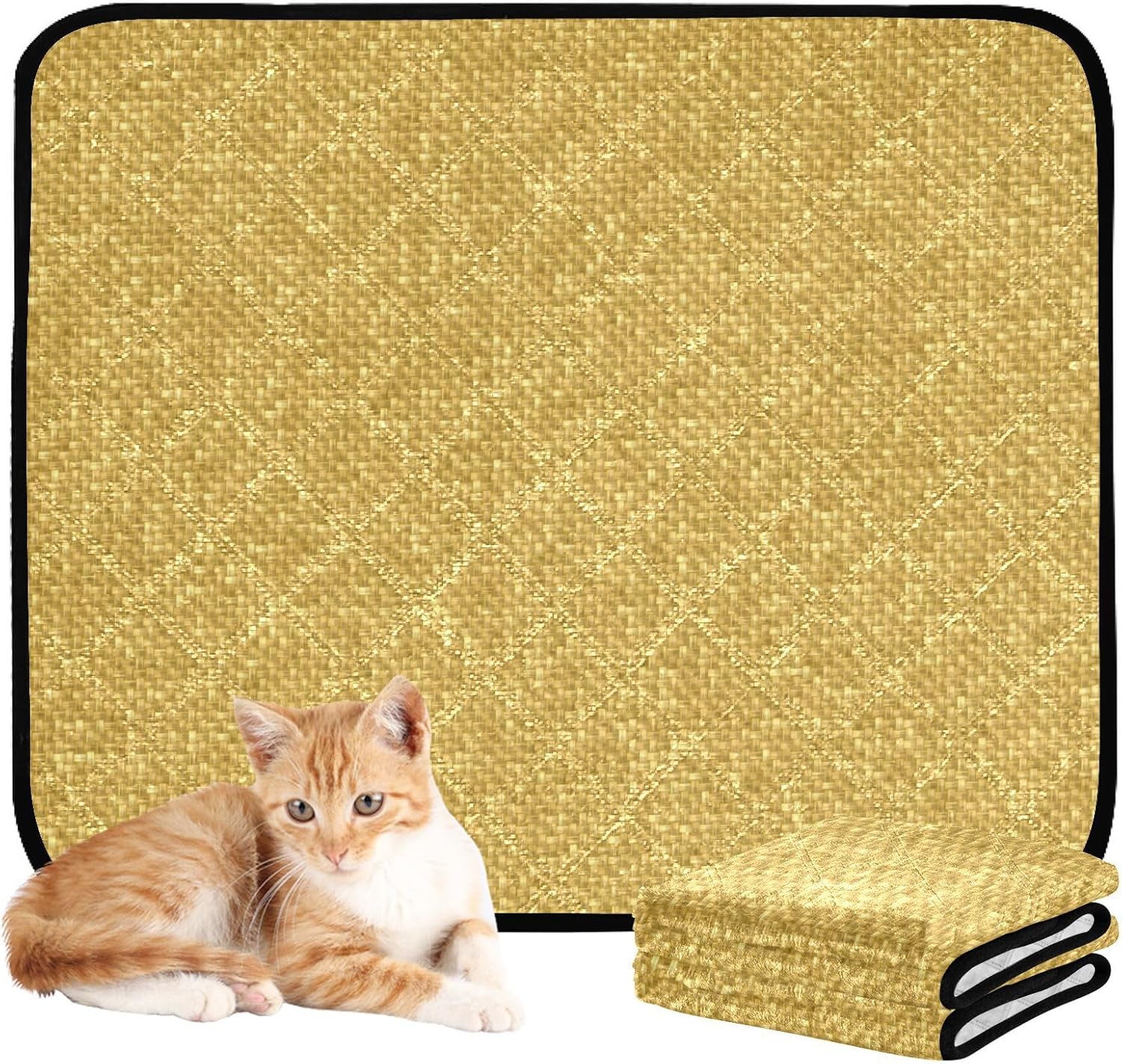 3 Pack Washable Dog Pee Pads Extra Large Dog Pee Pads Extra Large Washable Anti Slip for Floor 20x24in Gold Rough Fabric Texture