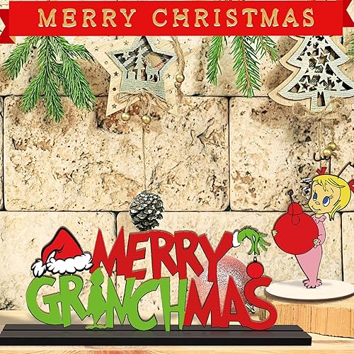 Miniatura 7 de 7 piezas de decoración de mesa de Navidad, letreros de madera para centro de mesa de Navidad, letrero de mesa de feliz Navidad, decoración de mesa