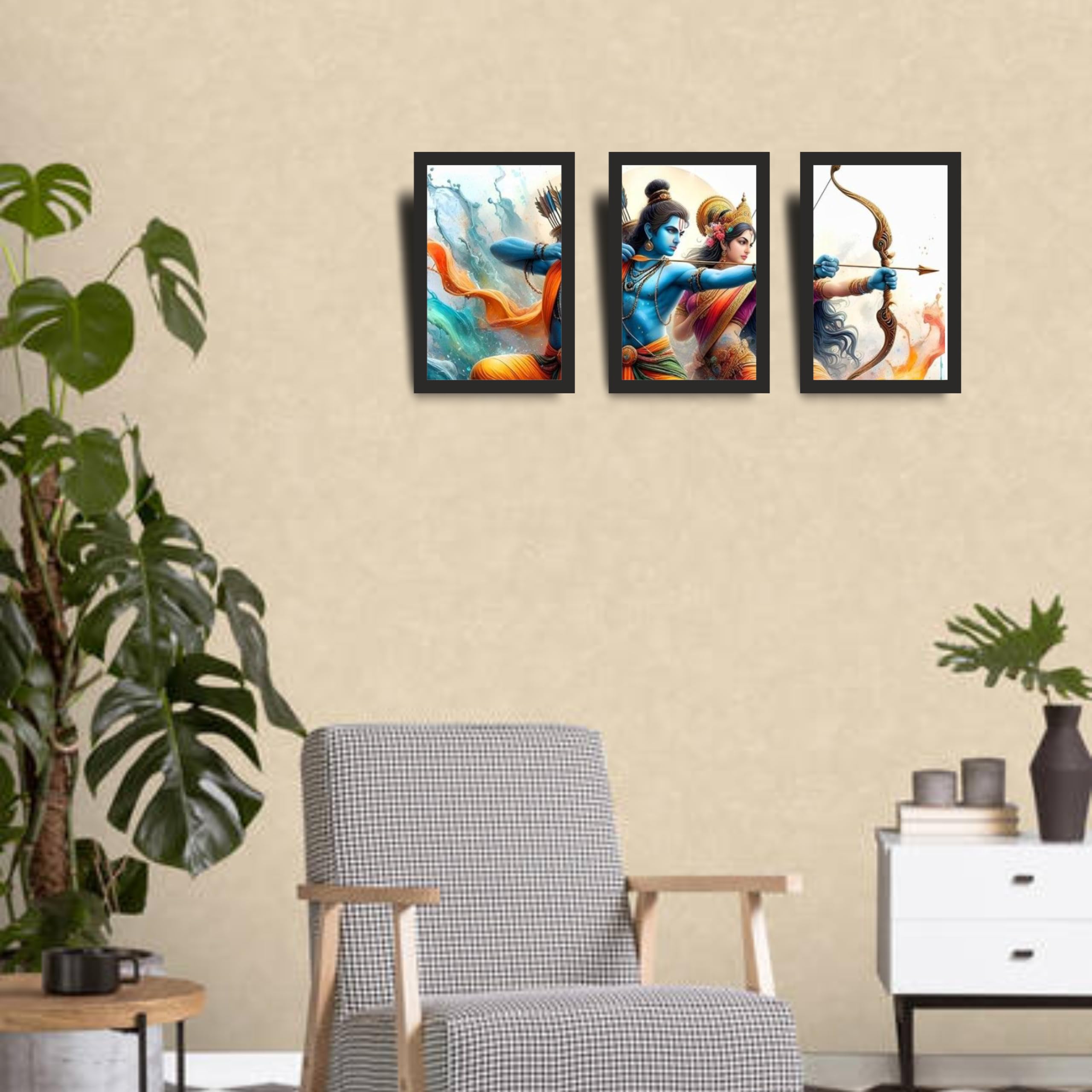 Lord Ram Sita Archery Wall Art Set of 3
