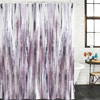 Zoebiuxtzon Pink Black Nostalgia Pencil Touches Stall Shower Curtain 72 inches Long Gradient Lines Overlay Shower Curtains for Bathroom, 36x72, Waterproof Fabric Machine Washable with 12 Hooks