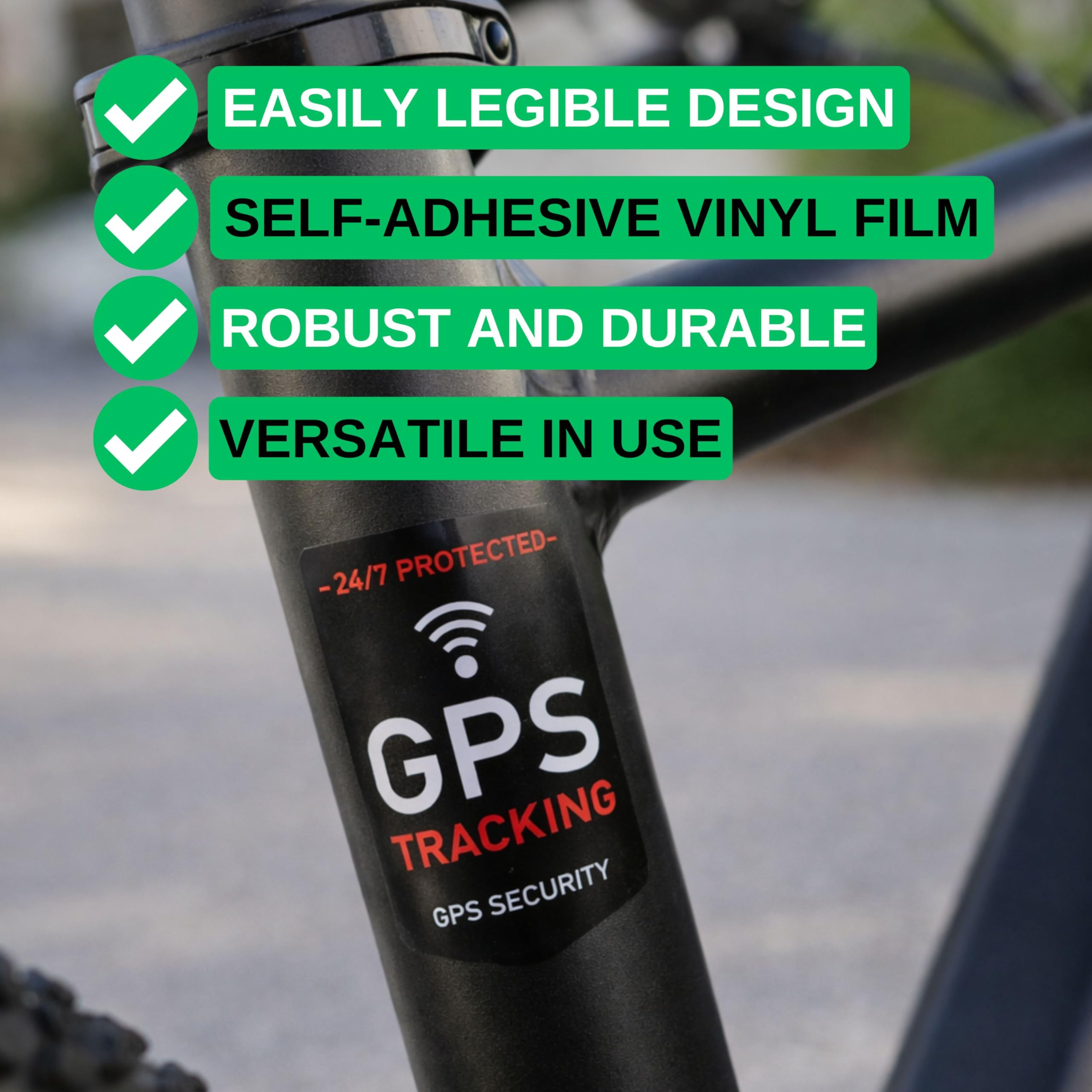 Zestaw Naklejek "GPS TRACKING", 12 Szt, 5 x 3,5 cm, Folia Samoprzylepna, Klej Zewnętrzny, Ostrzegawcza do Użytku Wewnątrz i na Zewnątrz, Antykradzieżowa, Alarmowa GPS