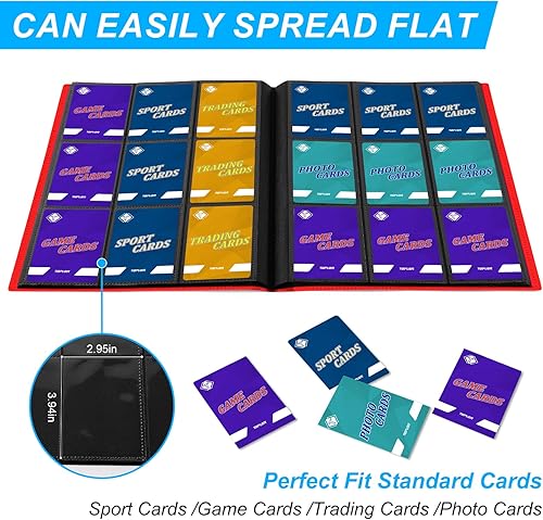 Miniatura 4 de Carpeta de tarjetas coleccionables con 9 bolsillos, 360 bolsillos, álbum de tarjetas coleccionables para tarjetas estándar, carpeta de tarjetas de